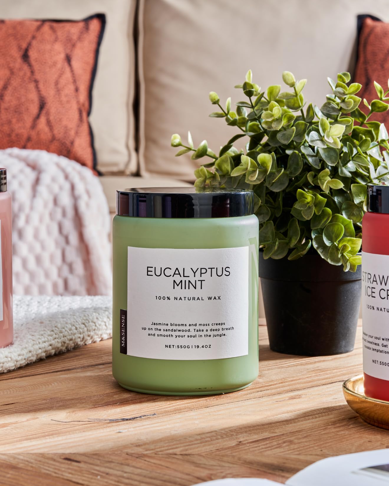 M&SENSE Eucalyptus Mint Candles for Home Scented, 19.4oz 110 Hours Burn Soy Aromatherapy M&SENSE uk supplements