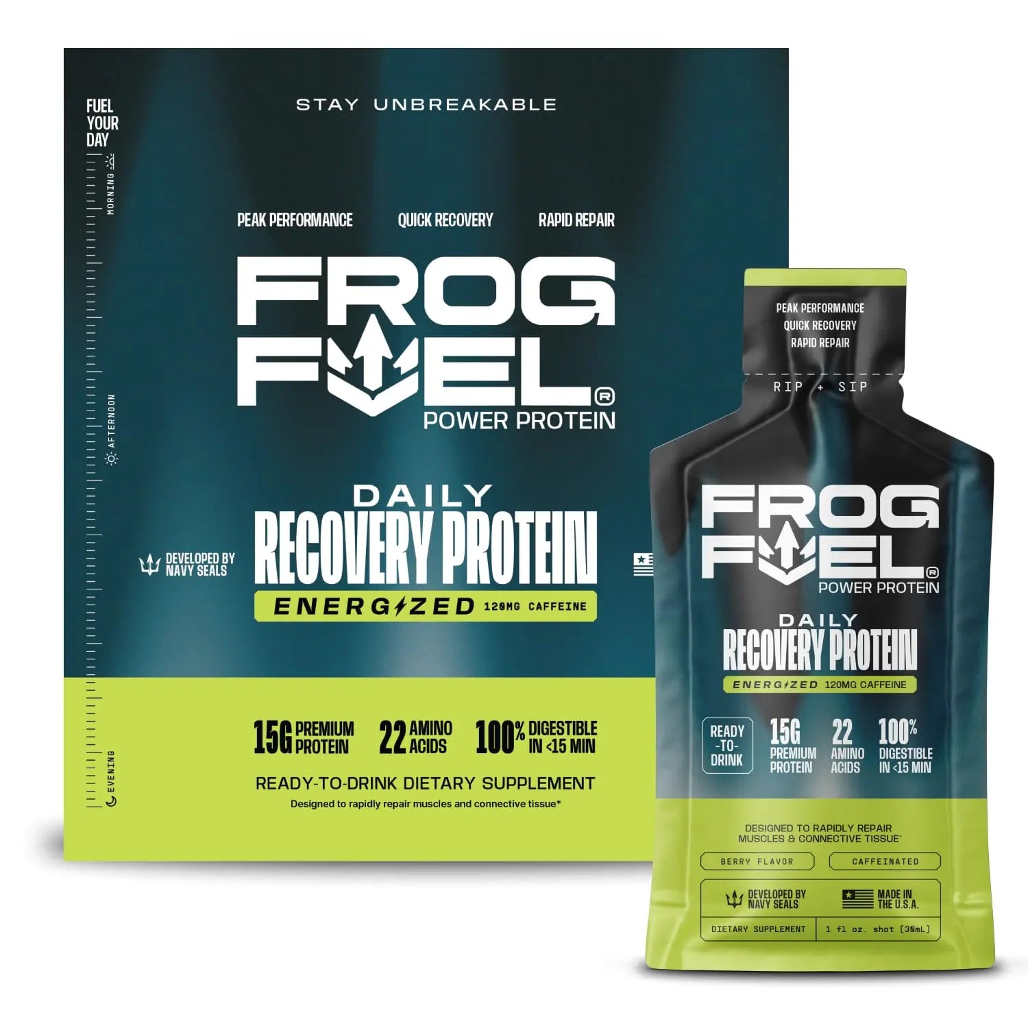 Frog Fuel Power Energized Complete Protein Shot, 15g, Nano Hydrolyzed & Grass Fed, 80mg Caffeine, Gluten Free, Fat & Sugar Free, 22 Amino Acids, Frog Fuel uk supplements