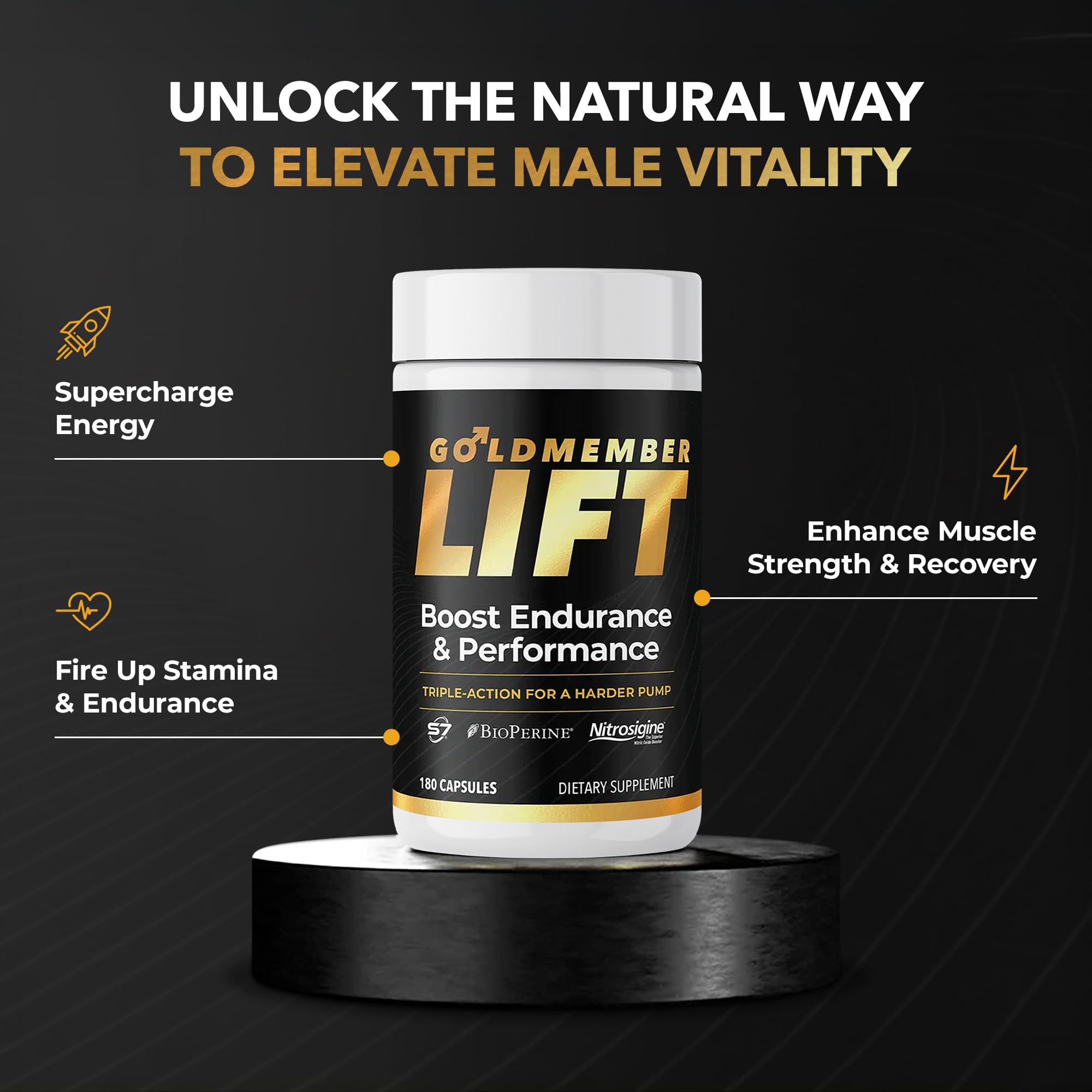 Juvenon GoldMember Lift Nitric Oxide Supplement – Nitrosigine, Trans-Resveratrol, S7 Plant Blend, BioPerine – Circulation, Energy & Muscle Support – 180 Capsules Juvenon uk supplements