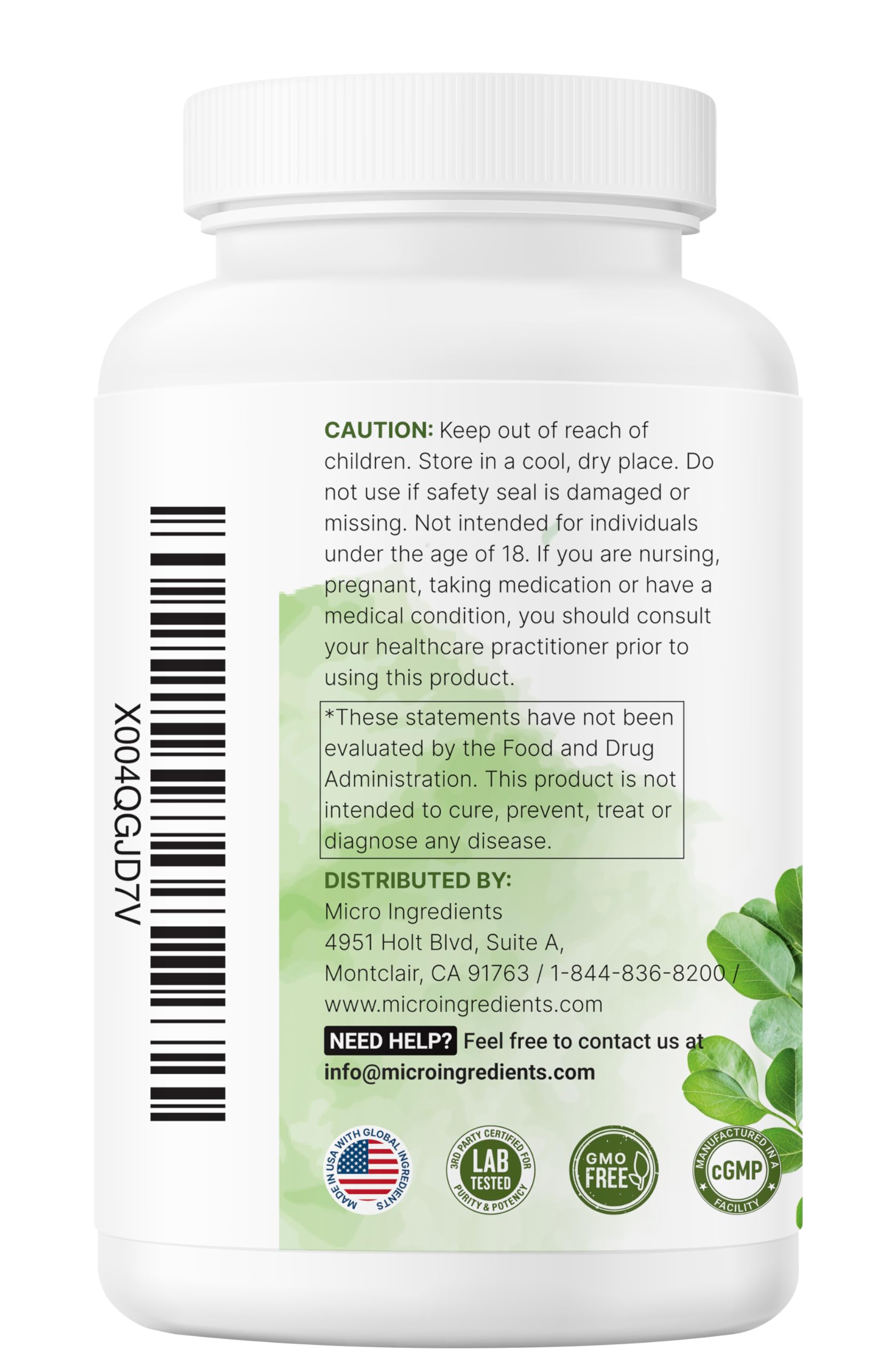 Micro Ingredients Moringa Oleifera | 300 Capsules with Supergreens Blend of Wheatgrass, Barley Grass, Spirulina, & Chlorella | Antioxidant Supplement, Energy, & Immune Support | Non-GMO Micro Ingredients uk supplements