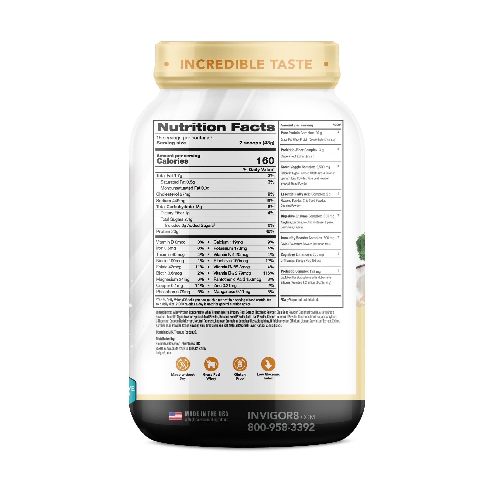 INVIGOR8 Superfood Grass Fed Whey Protein Isolate Shake Himalayan Salted Caramel INVIGOR8 uk supplements
