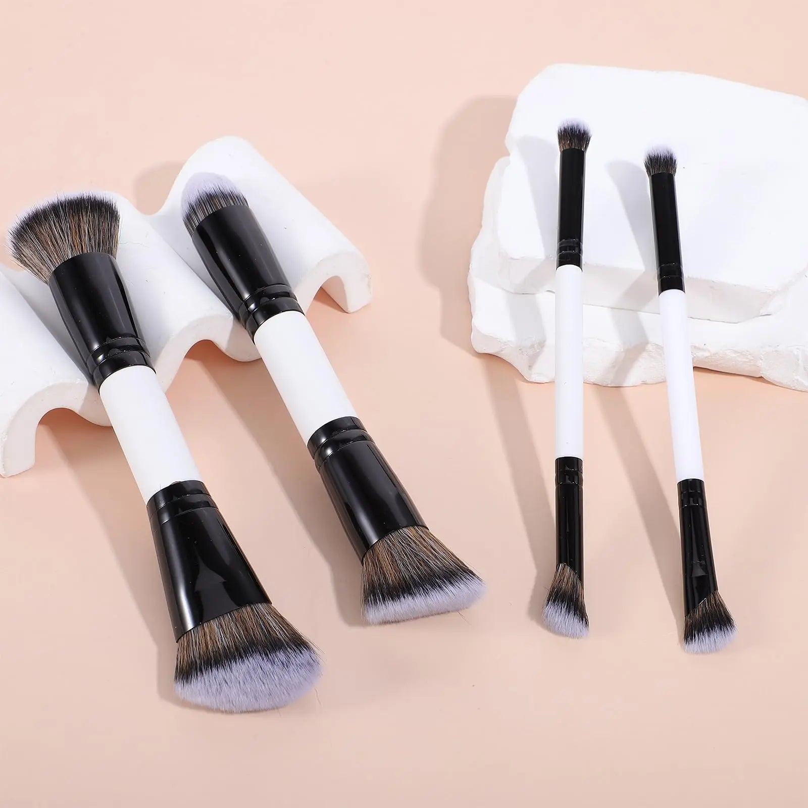 KFHENSOM 4PCS Foundation Contour Conceal Brush Set Dual-Ended Makeup Brushes Set Professional Powder Blush Concealer Eyeshadow Kabuki Foundation Brush Kit for Liquid Loose Powder Cream KFHENSOMR uk supplements