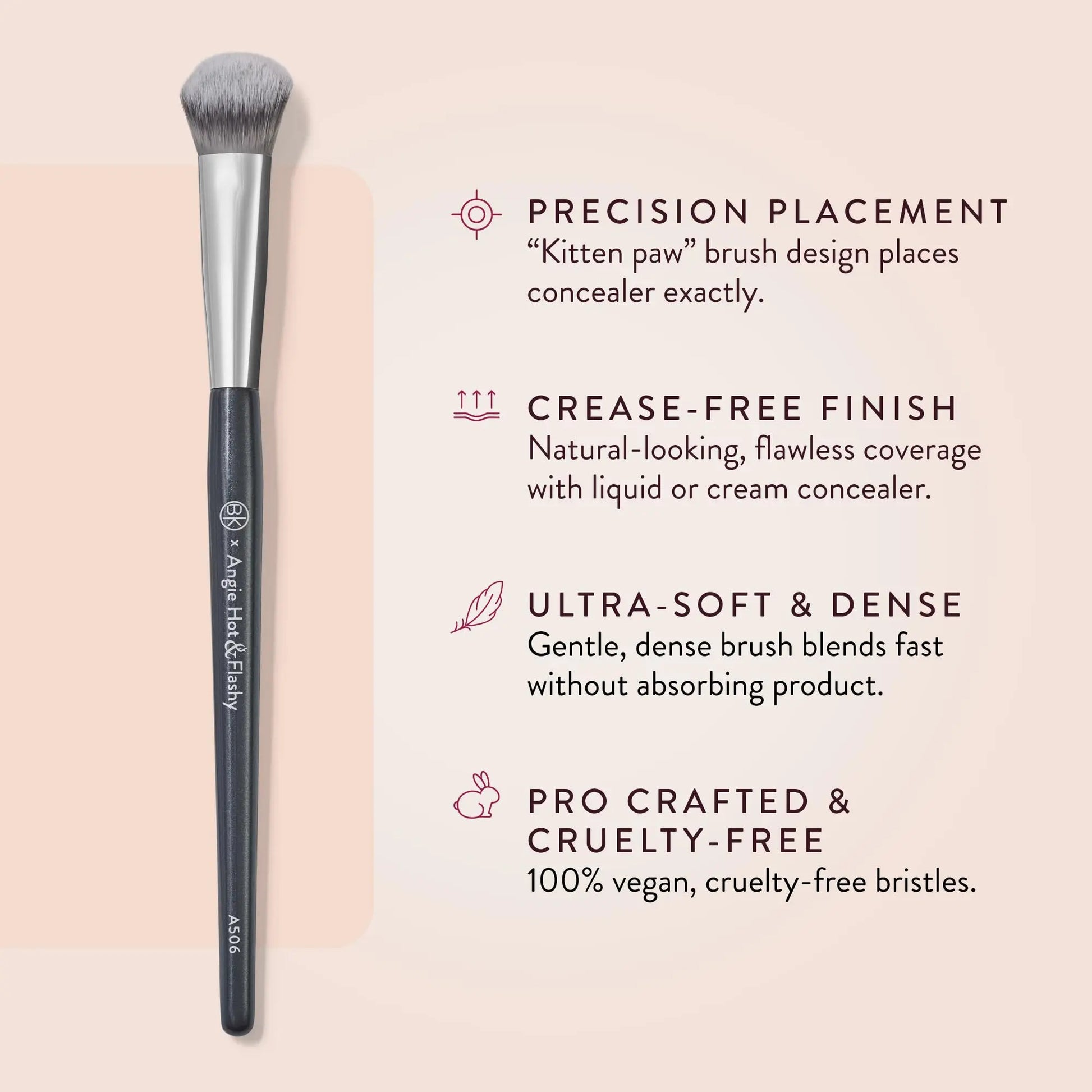 BK BEAUTY BRUSHES - ANGIE HOT & FLASHY A506 CONCEALER - Viral "Kitten Paw" Face Brush - Under-Eye Concealing and Contouring - Makeup Brushes BK BEAUTY uk supplements