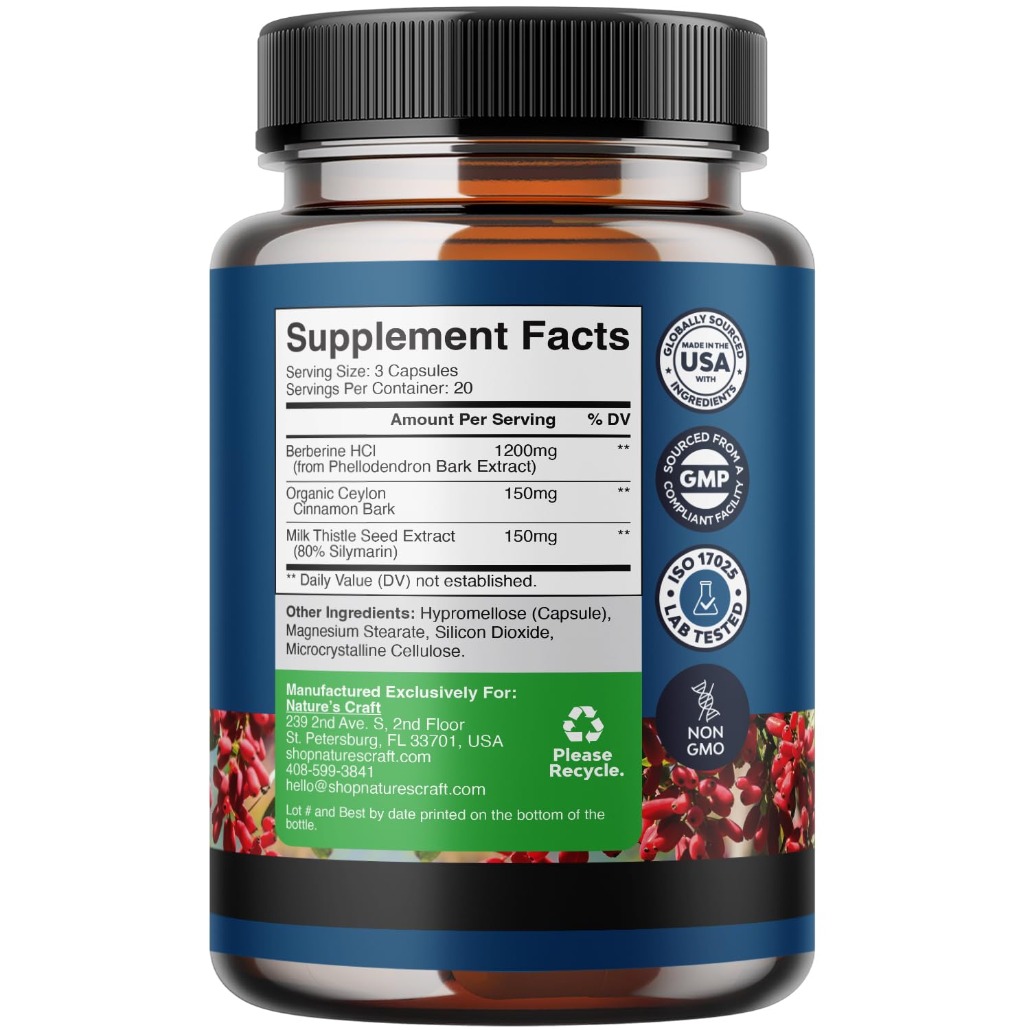 Balancing Berberine Plus 1200mg Per Serving Complex - Antioxidant Berberine with Ceylon Natures Craft uk supplements