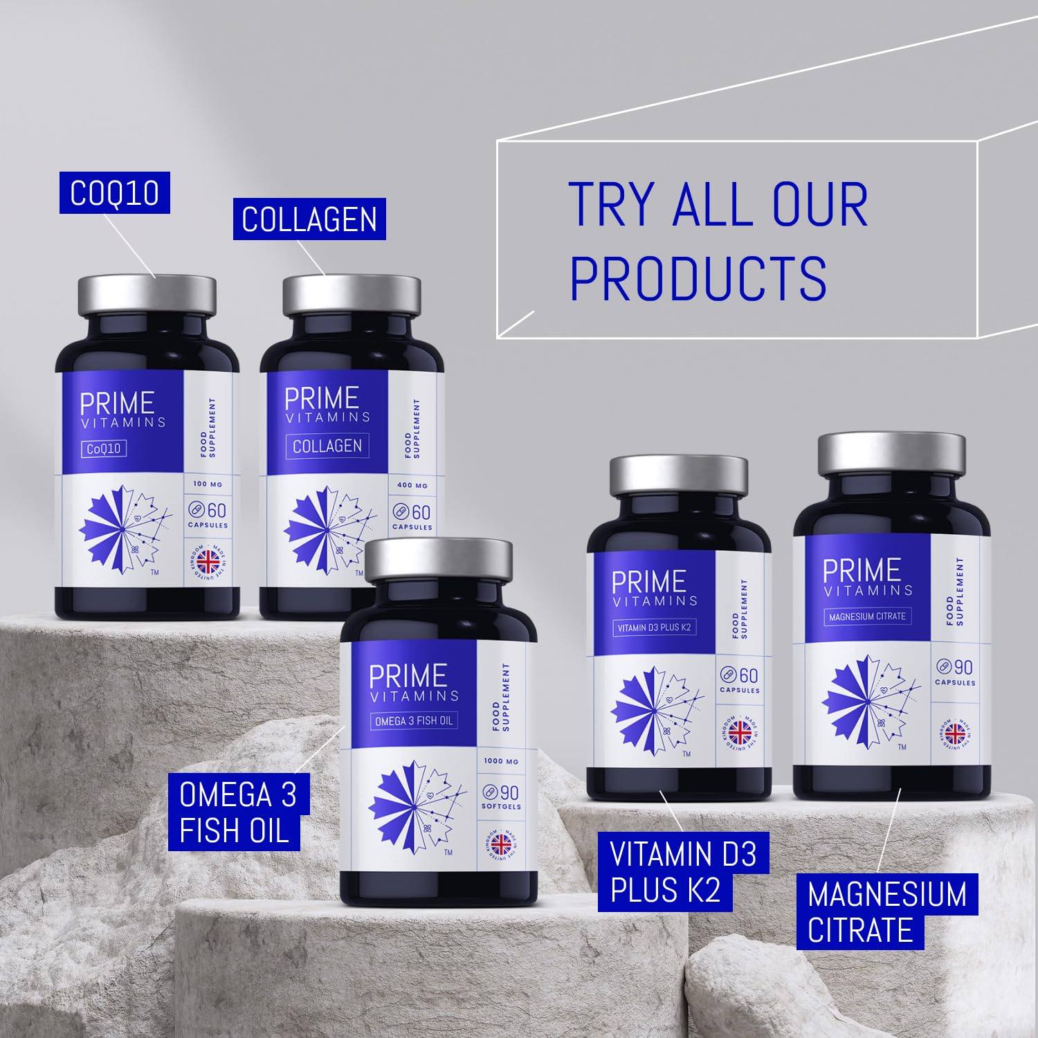 Marine Collagen 400mg | Hydrolysed Collagen Supplements for Women & Men PRIME VITAMINS uk supplements