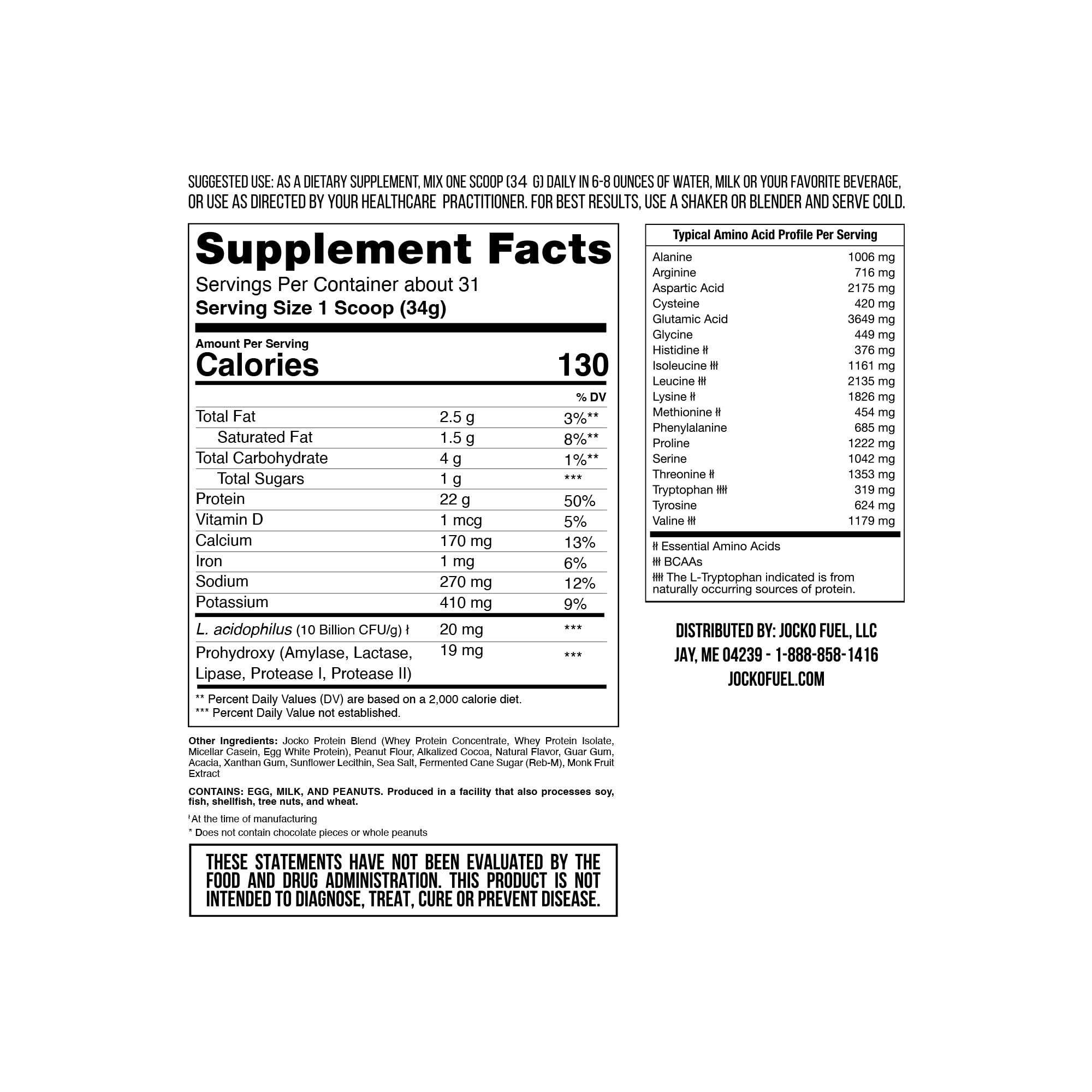 Jocko Mölk Chocolate Peanut Butter Whey Protein Powder - Keto, Probiotics, Grass Fed Jocko Fuel uk supplements