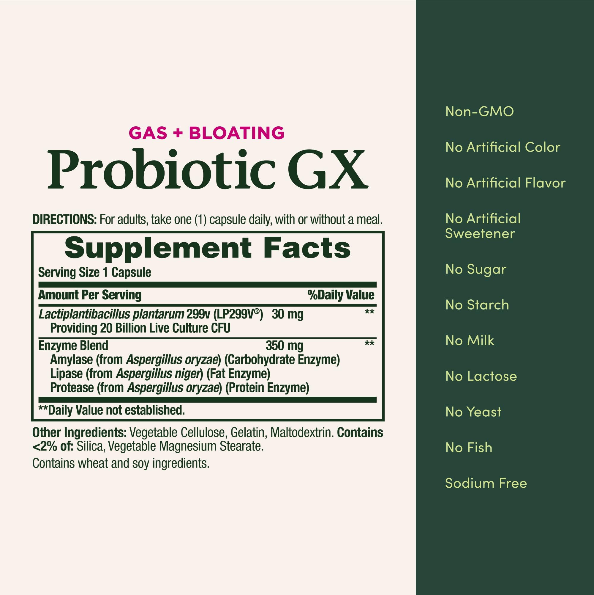 Nature's Bounty Probiotic GX, Helps with Occasional Gas and Bloating, Dietary Supplement, Digestive Health, 25 Capsules Nature's Bounty uk supplements