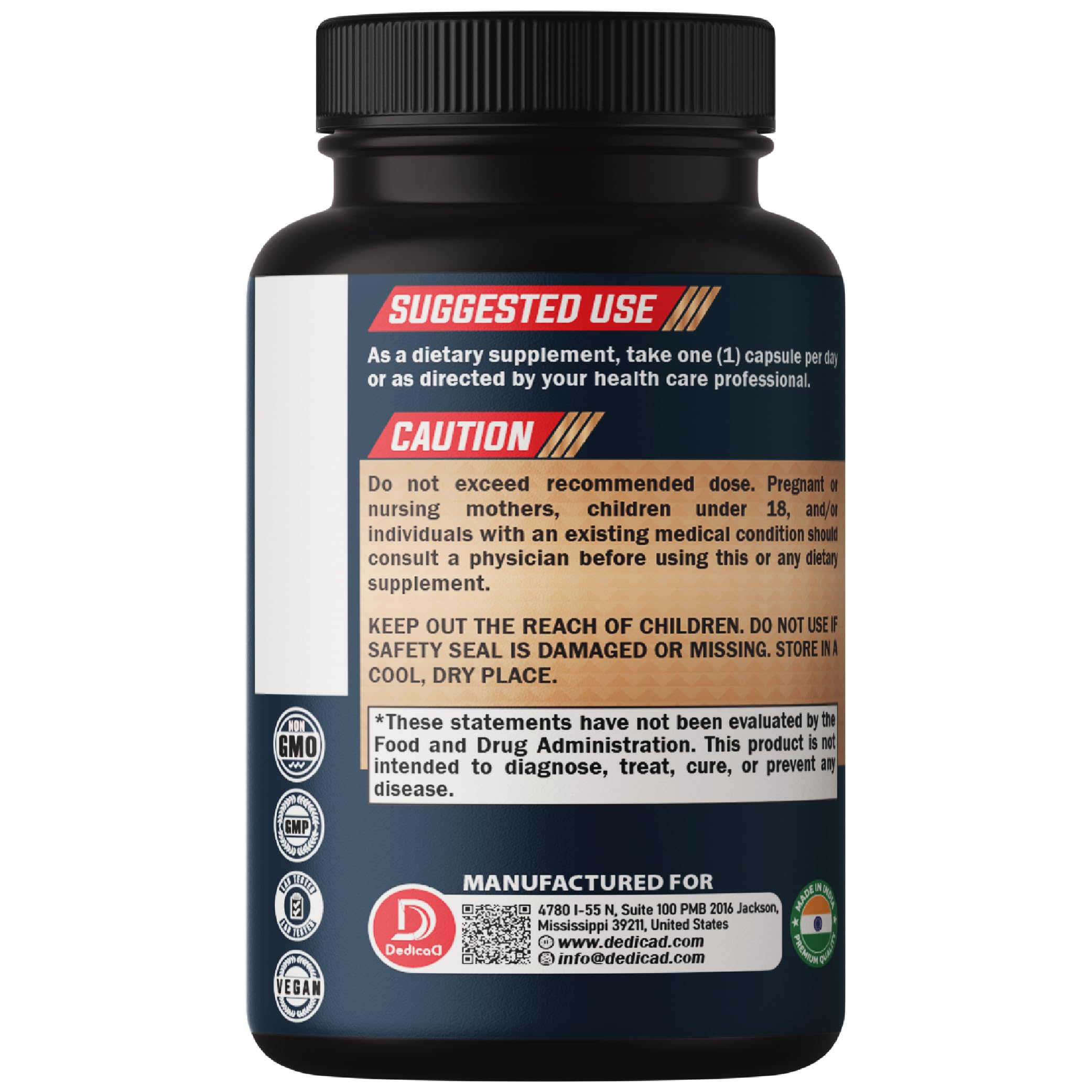 DEDICAD Black Cohosh Supplement - 3 Months for Menopause & Immune Health - Blend of 12 Potent Herb Includes Dong Quai, Chasteberry, Wild Yam, Red Clover, Black Pepper & Others - 90 Vegan Capsules DEDICAD uk supplements