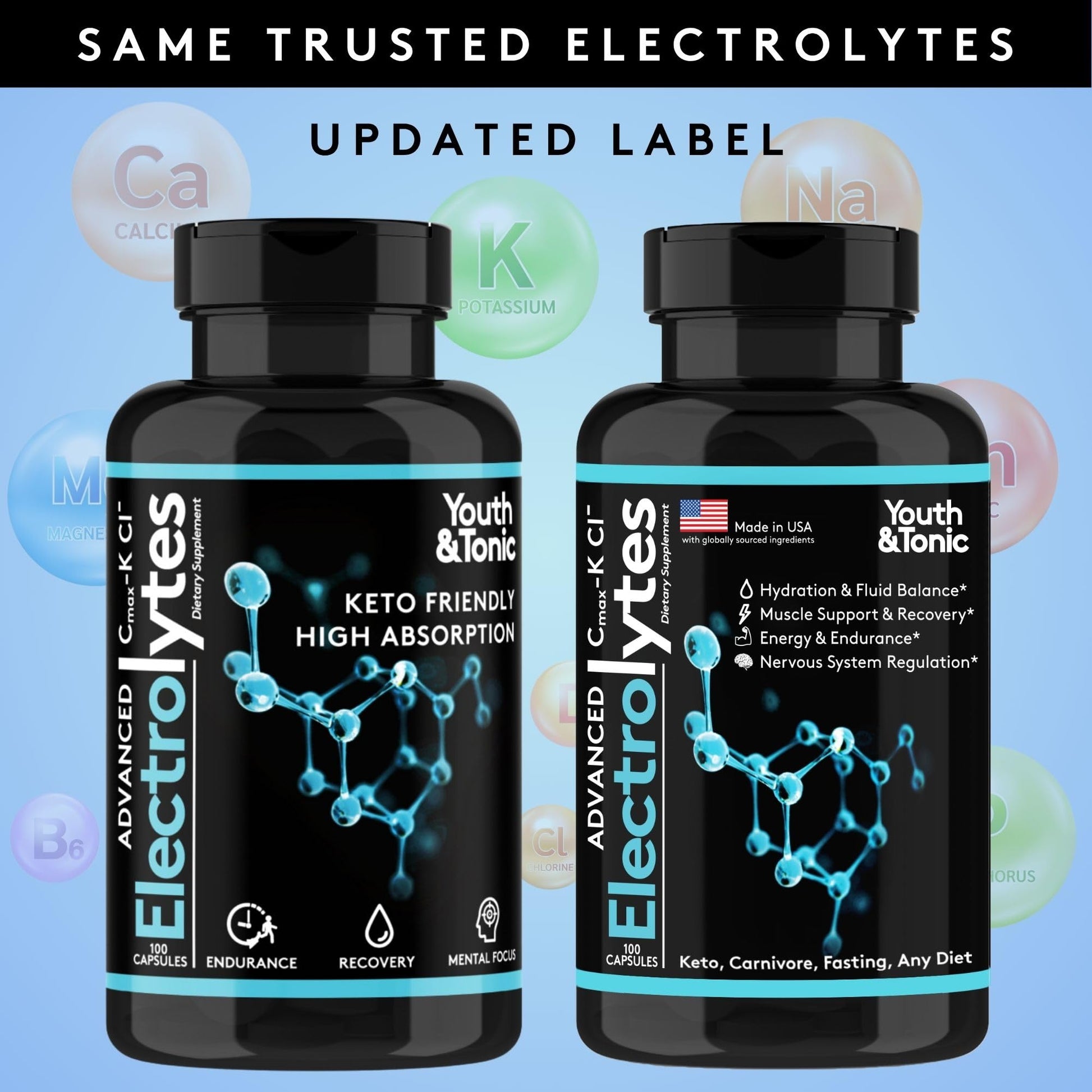 Complete Electrolyte Supplement Pills High Absorption | Cmax Potassium Chloride Magnesium Sodium Calcium Zinc | Boost Endurance Muscle Recovery Mental Focus | Salt Electrolytes Tablets | Keto Friendly Youth & Tonic uk supplements