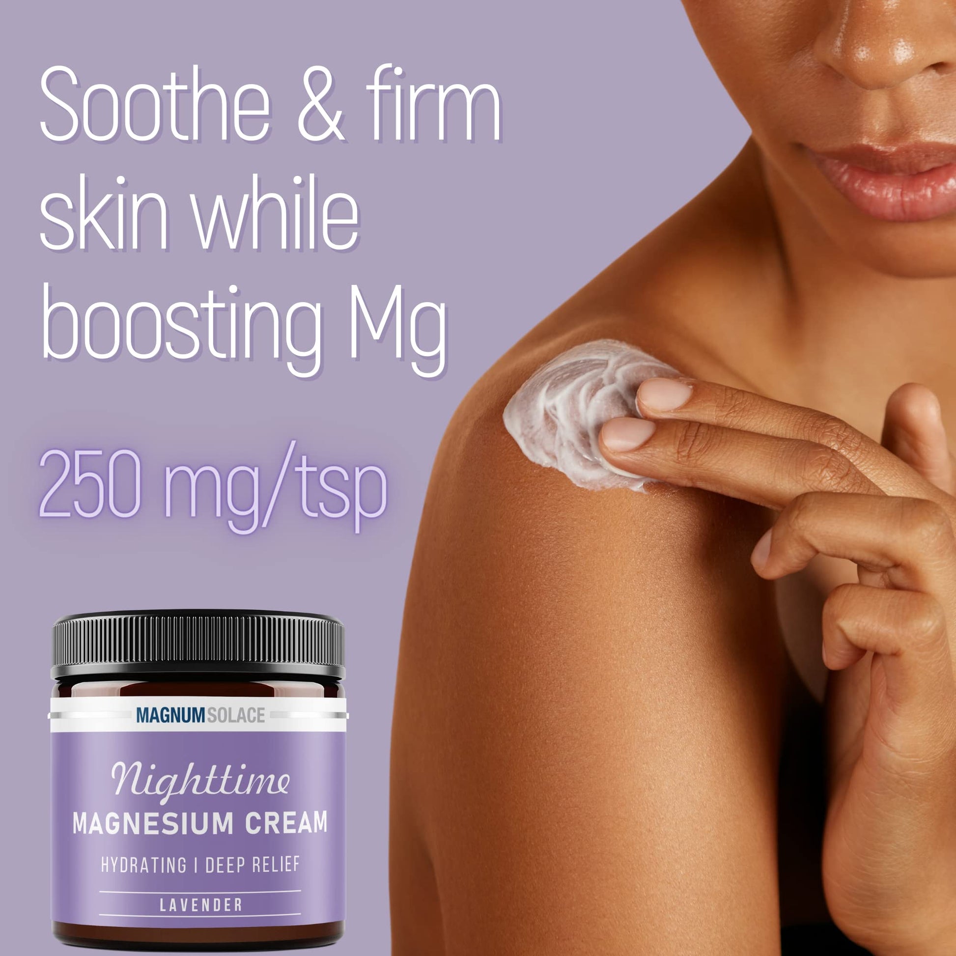 Magnum Solace Magnesium Lotion – Nighttime Magnesium Cream – Apply to Legs, Arms or Chest - Topical Magnesium Chloride – USA Made and Safe for Kids (Lavender) Magnum Solace uk supplements