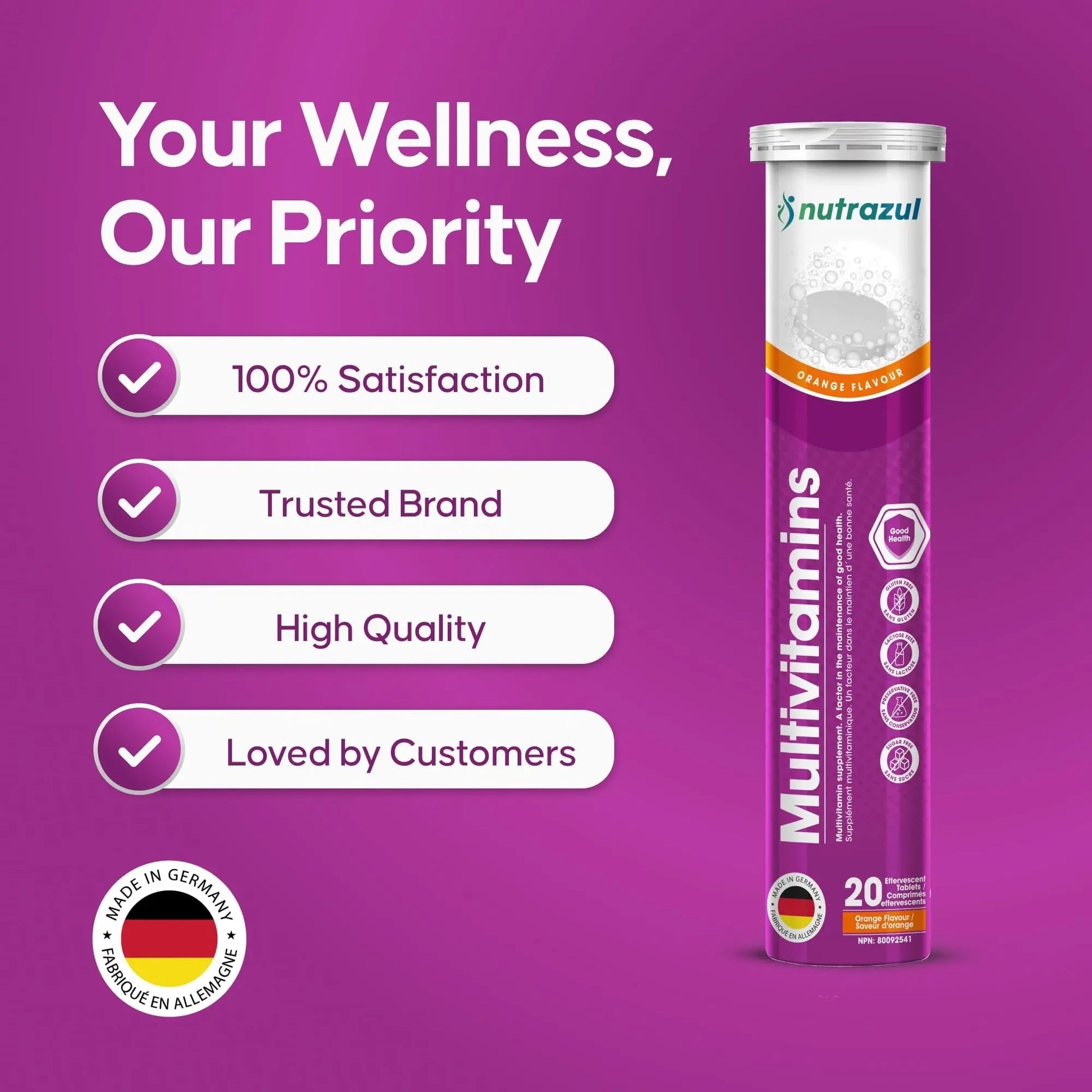 nutrazul Multivitamin Effervescent Tablets, Supplement for Daily Wellness & 9 Essential Vitamins, Contains Vitamin with Vitamin C & B Complex nutrazul uk supplements
