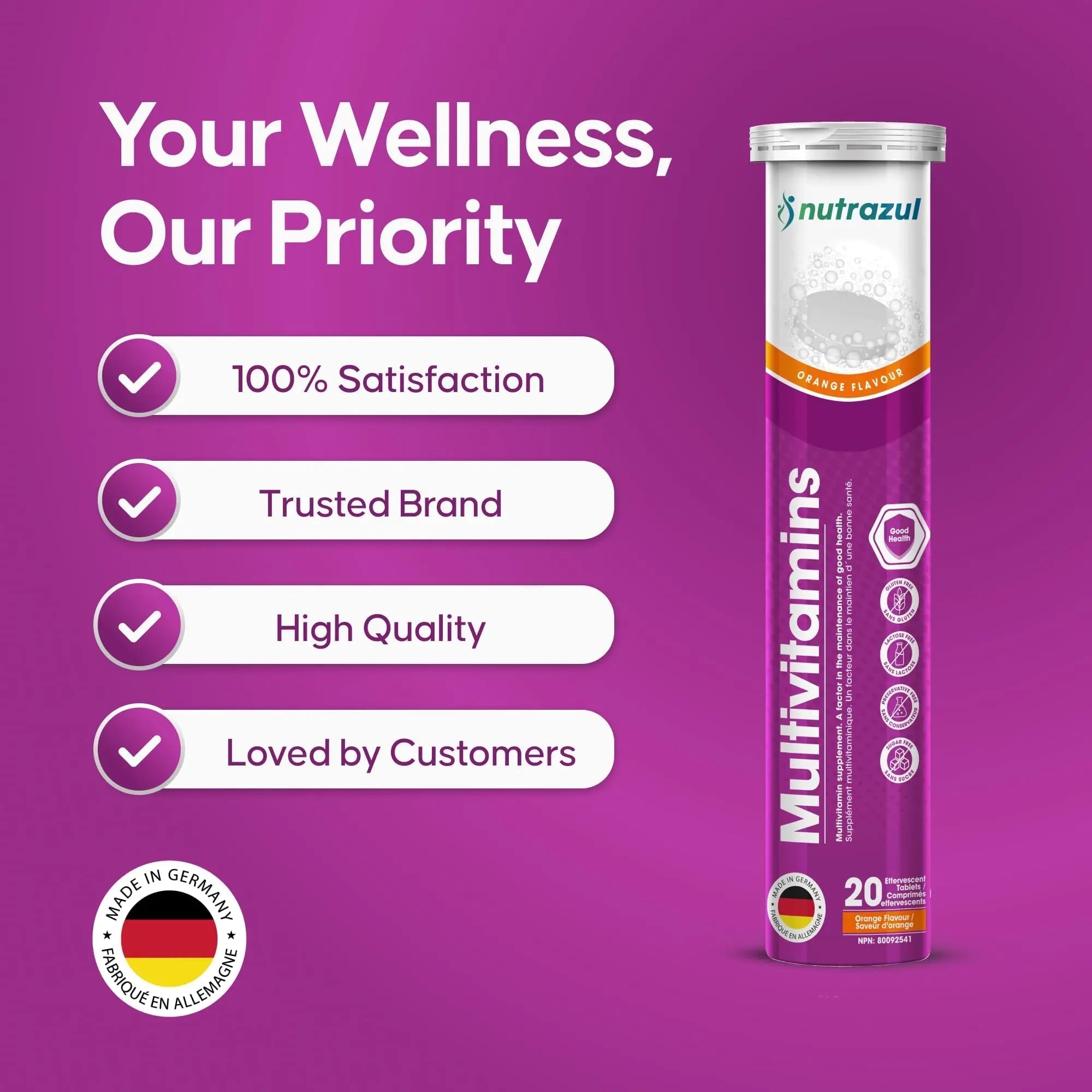 nutrazul Multivitamin Effervescent Tablets, Supplement for Daily Wellness & 9 Essential Vitamins, Contains Vitamin with Vitamin C & B Complex nutrazul uk supplements