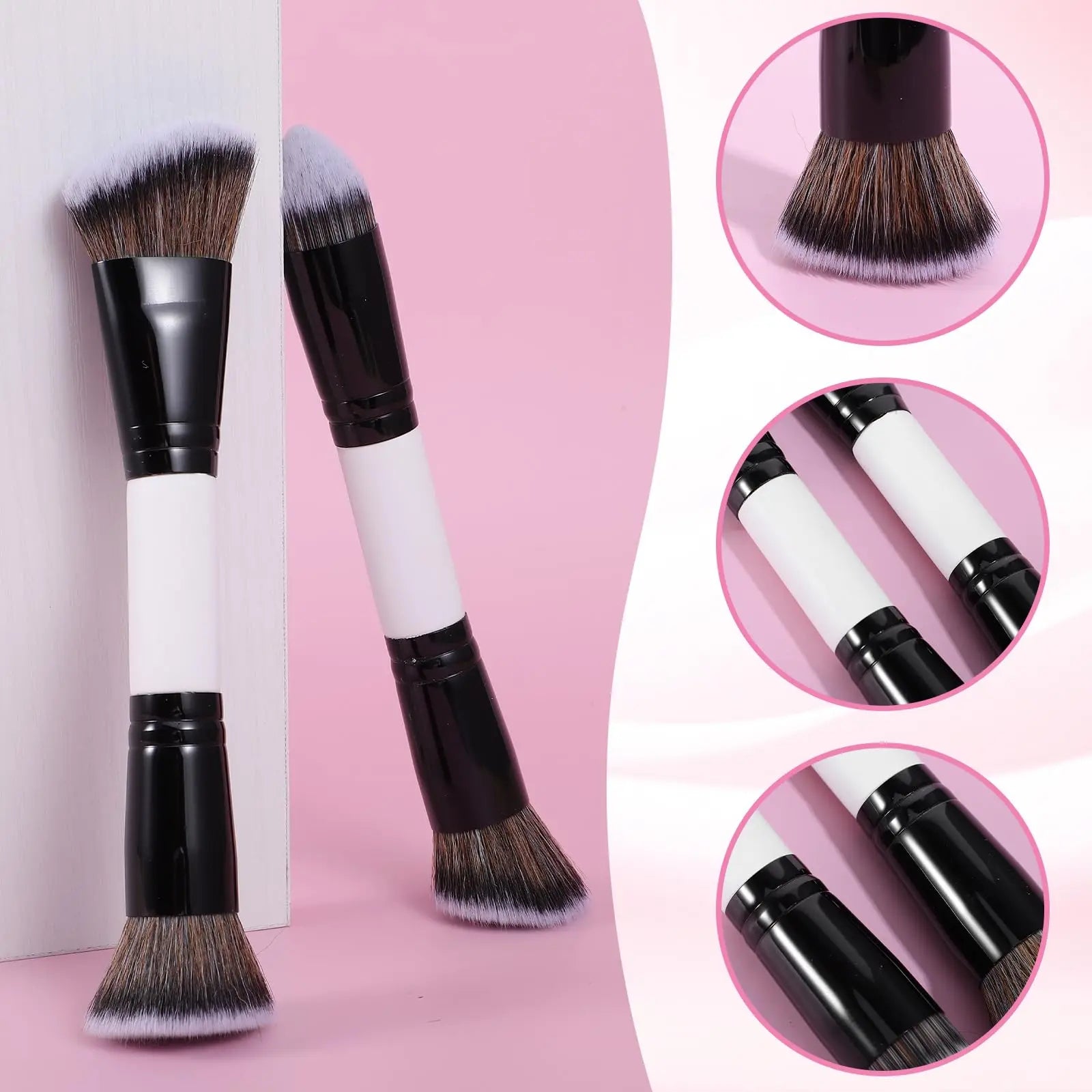 KFHENSOM 4PCS Foundation Contour Conceal Brush Set Dual-Ended Makeup Brushes Set Professional Powder Blush Concealer Eyeshadow Kabuki Foundation Brush Kit for Liquid Loose Powder Cream KFHENSOMR uk supplements