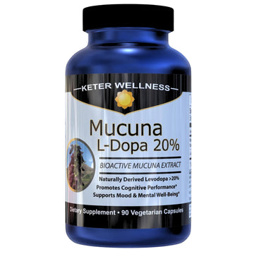 Mucuna Pruriens 20% L-Dopa – Standardized Velvet Bean Extract for Natural Dopamine, Focus & Mood Support – Pure 8:1 Concentrated Herbal Supplement – Vegan, Non-GMO, 90 Capsules Keter Wellness uk supplements