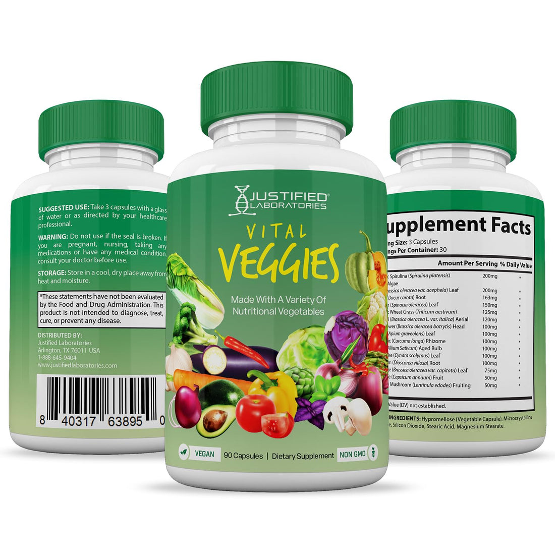 (6 Pack) Vital Fruits and Veggies Supplement Whole Food Red & Green Superfoods Justified Laboratories uk supplements