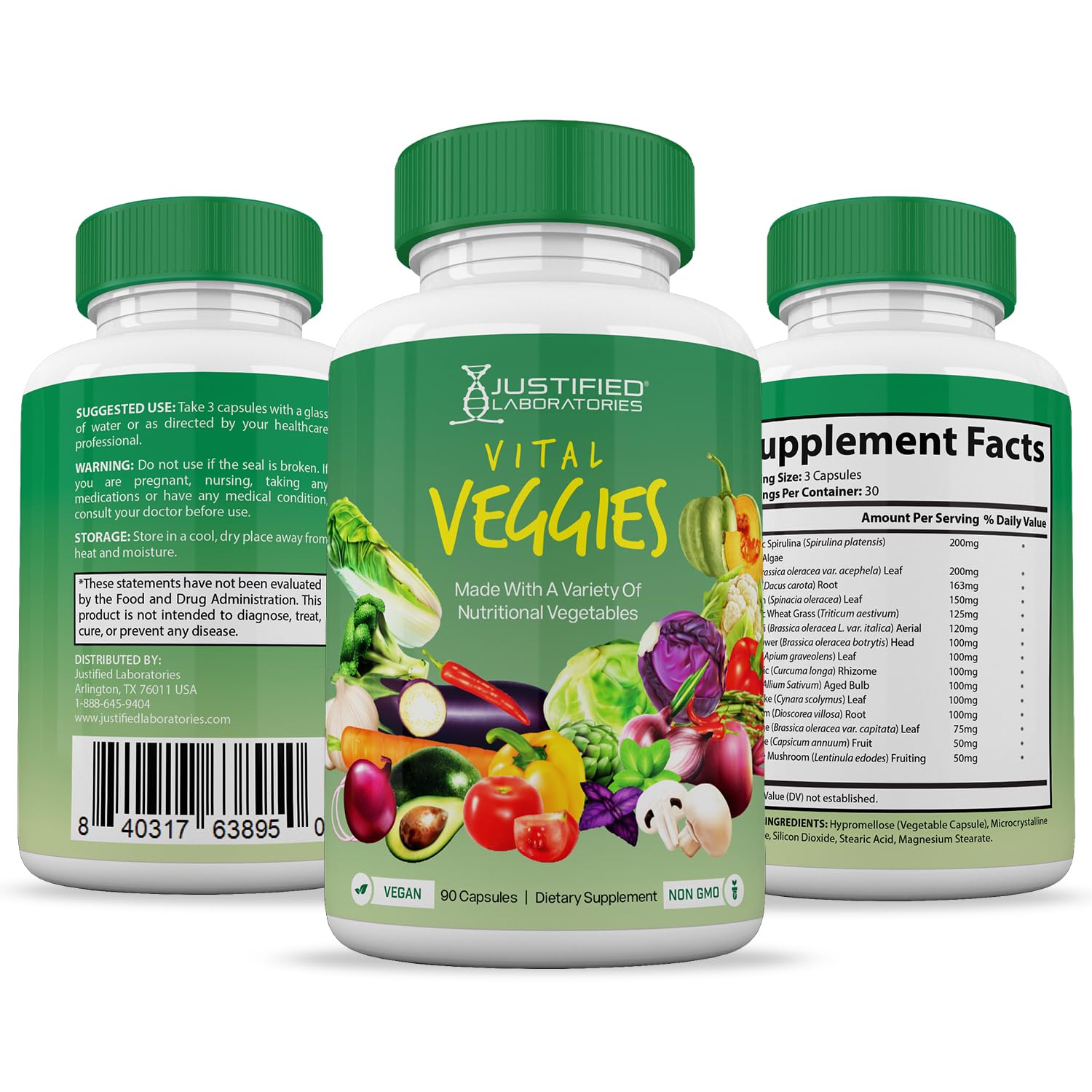 (20 Pack) Vital Fruits and Veggies Supplement Whole Food Red & Green Superfoods Justified Laboratories uk supplements