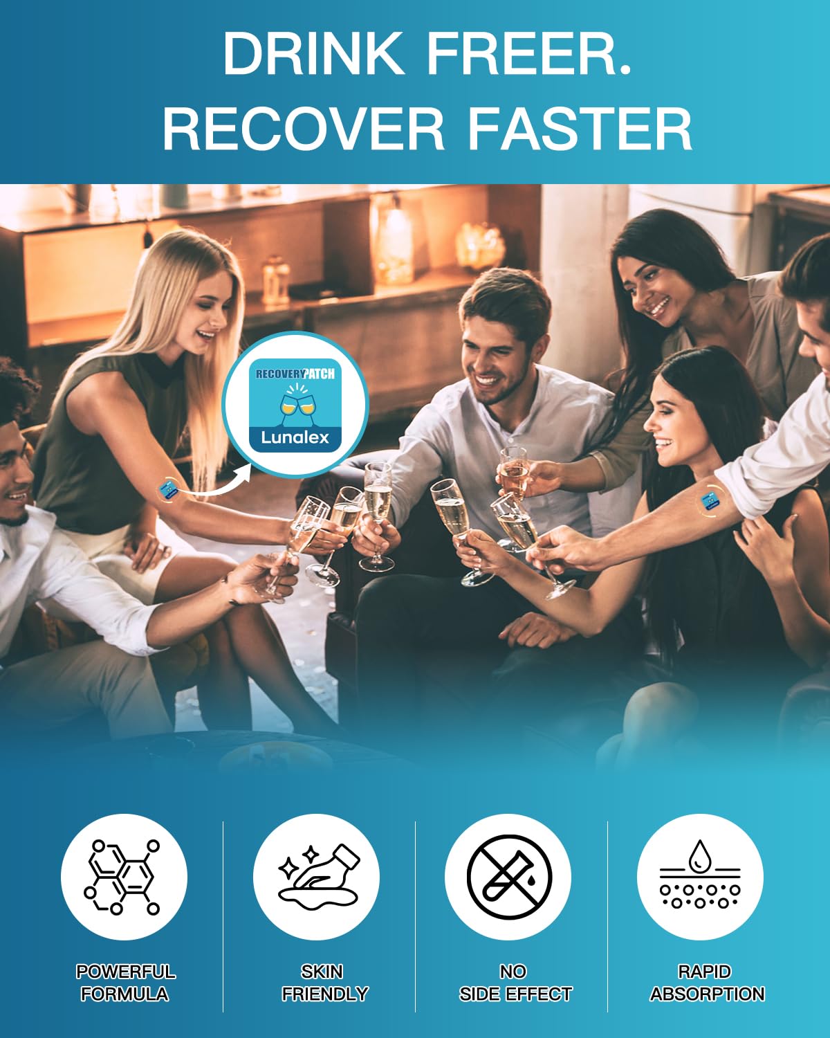 Lunalex Recovery Patch 48 Pack - Wake Up Refreshed & Balanced After Celebration - Plant-Based Formula for Morning Wellness - Bachelorette & Wedding Party Favors - 2 Patches per Sachet, Waterproof Lunalex uk supplements