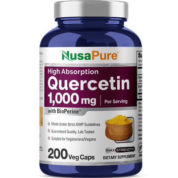 NusaPure Quercetin - Suitable for Vegetarian/Vegan, Non - GMO - 1000 mg - 200 Capsules NusaPure uk supplements