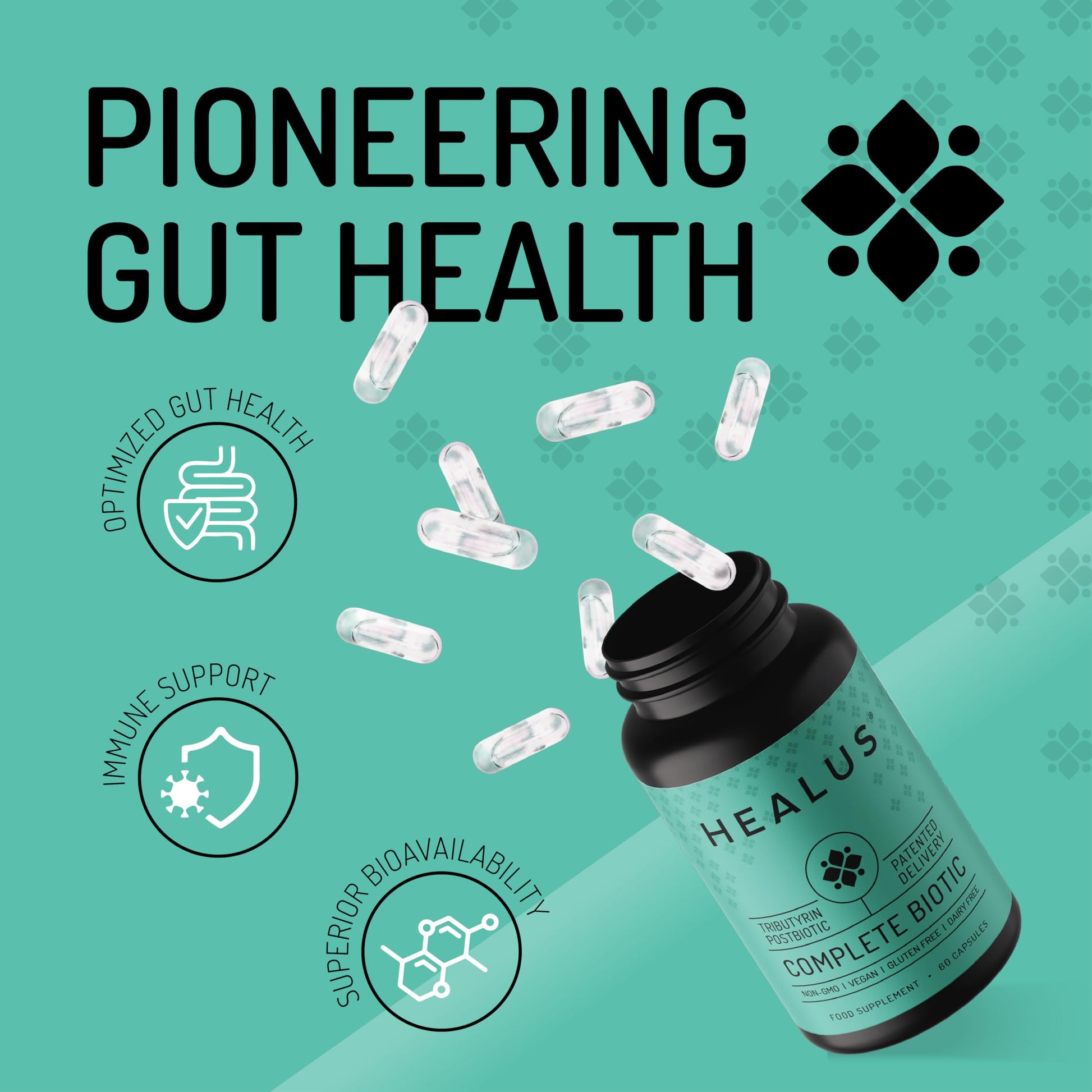 Healus Complete Biotic - Postbiotic Tributyrin Supplement - Postbiotics for Gut Health - Butyrate Gut Health Supplement Healus uk supplements