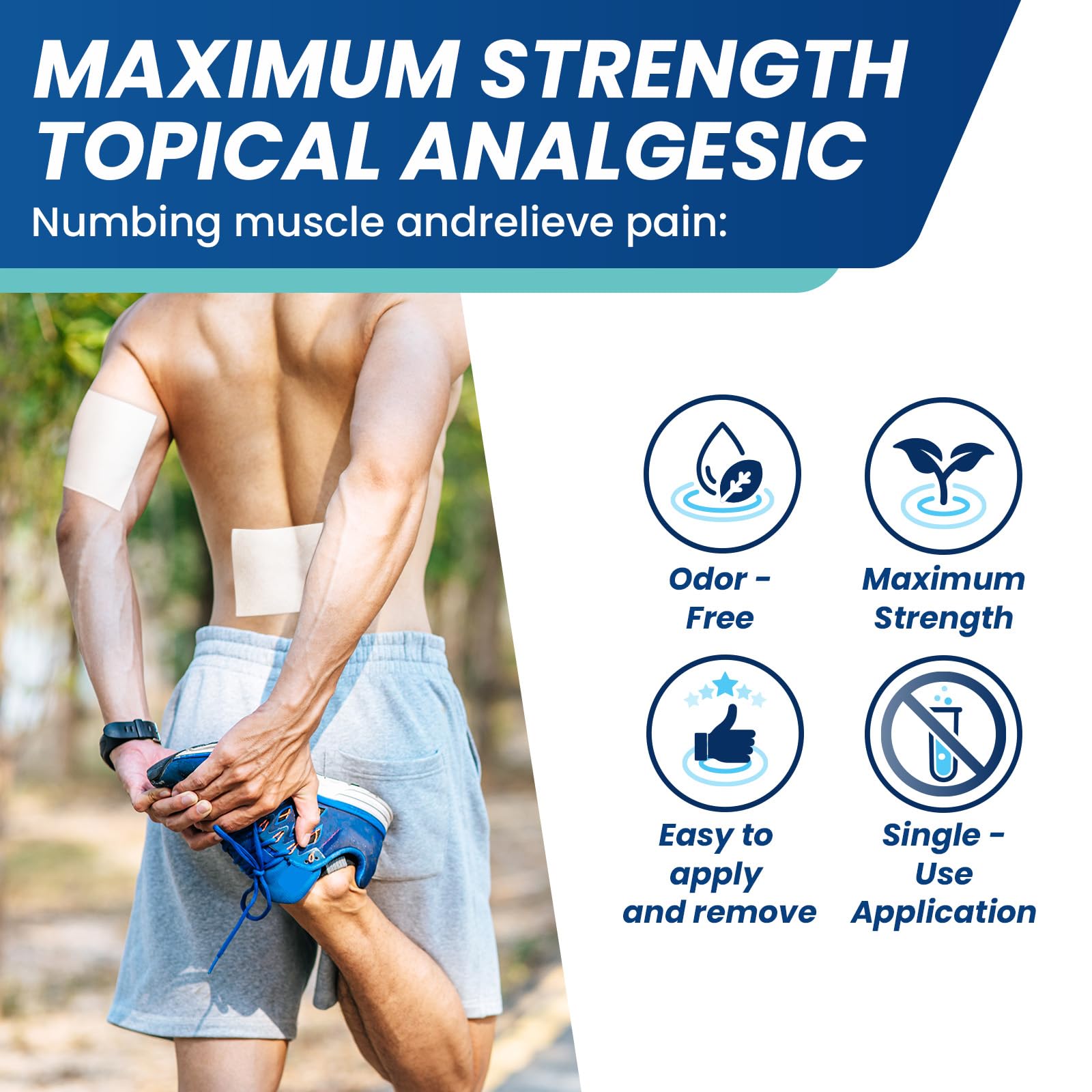 Sumifun 4% Lidocaine Patches,Maximum Strength Pain Relieving Patch Back, Shoulder, Joints, Knee Pain Relief and Muscle Soreness - 8 Hour Pain Relief (21 Count(Pack of 1)) Sumifun uk supplements