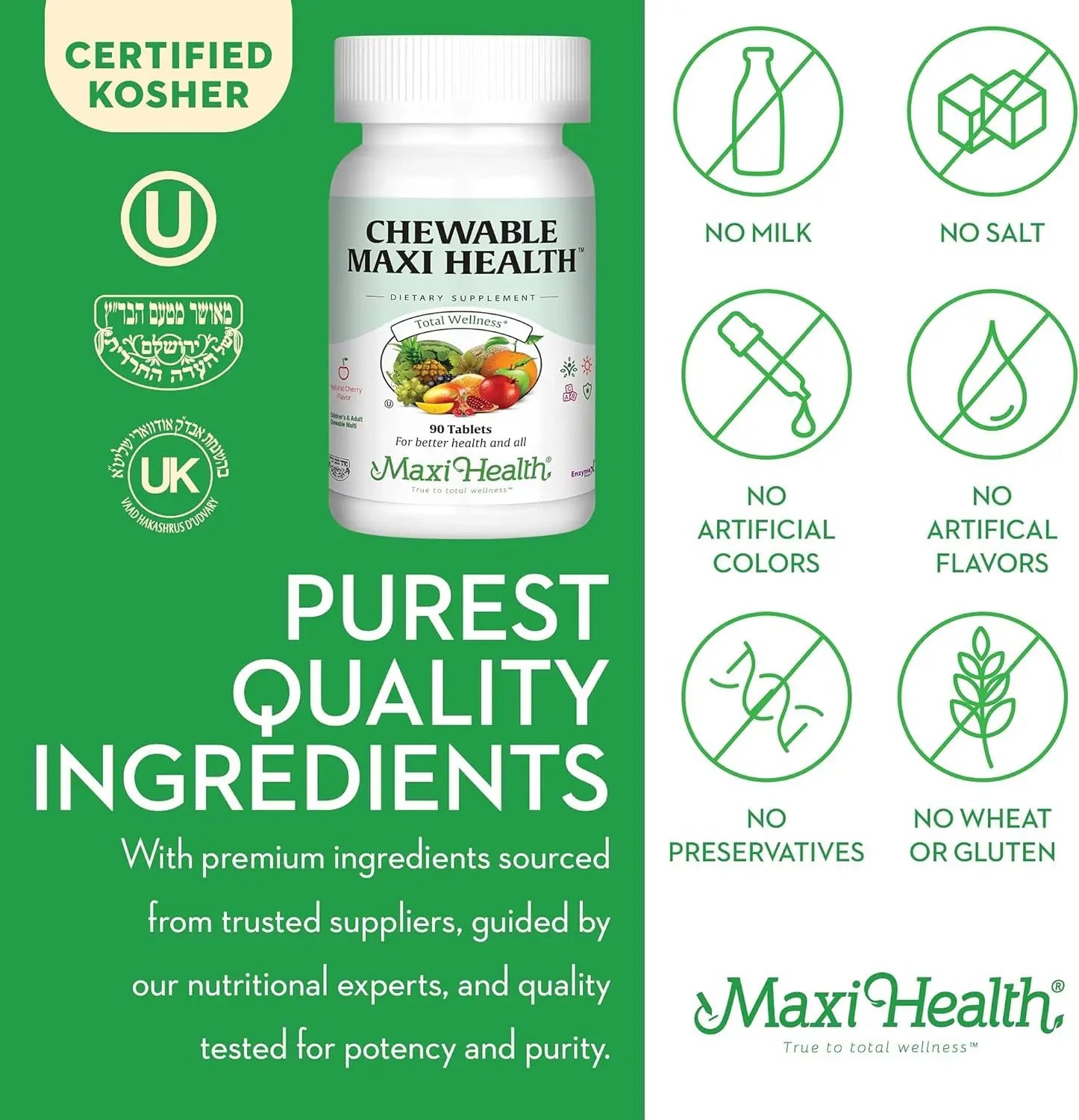 Maxi Health Chewable Multivitamin for Kids, Teens and Adults - Cherry Chewable Vitamins for Adults & Children Maxi Health uk supplements