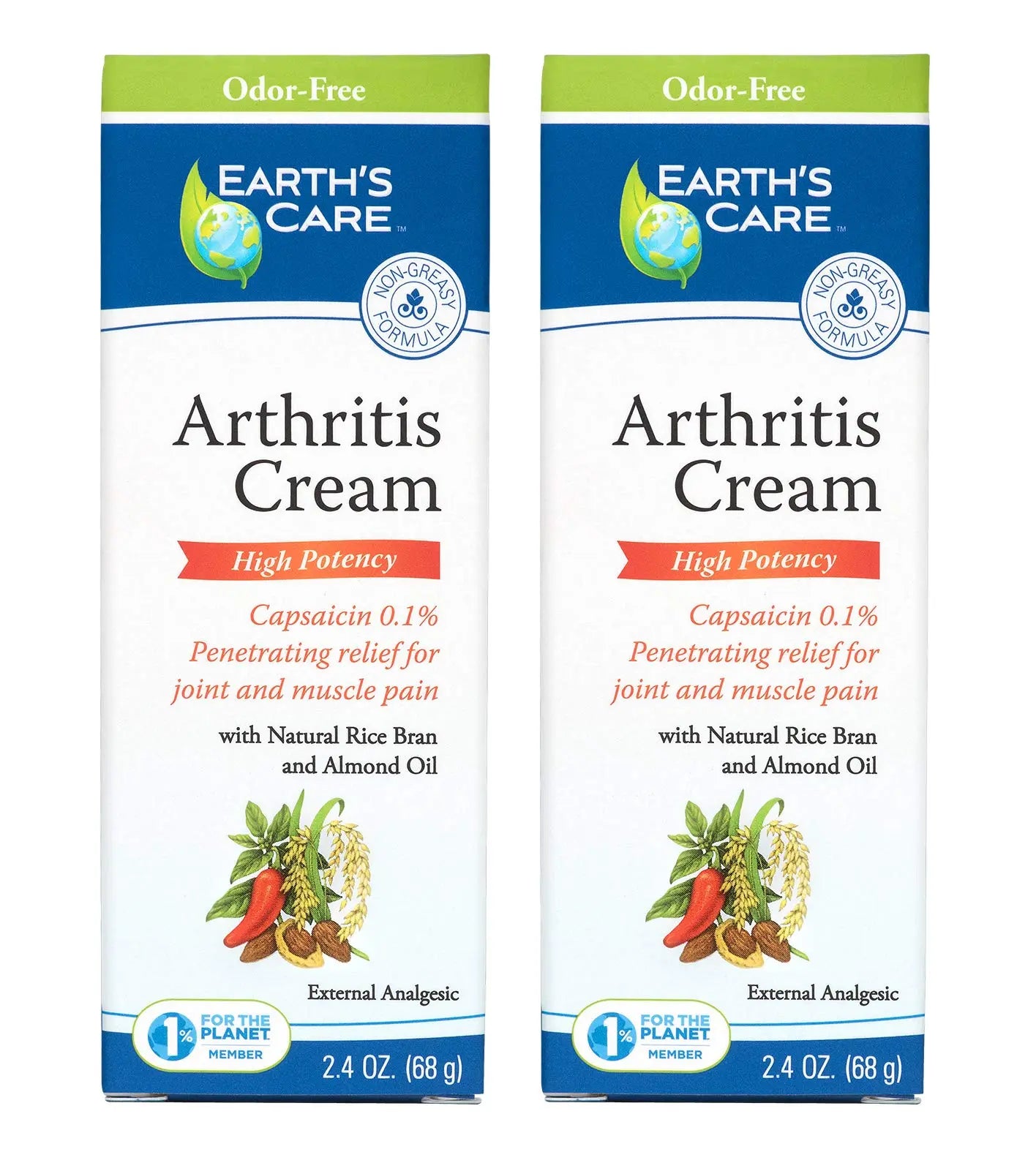 Earth's Care Arthritis Cream - Joint Cream with Natural Capsaicin - Topical Analgesic 2.4 OZ (Pack of 2) Earth's Care uk supplements