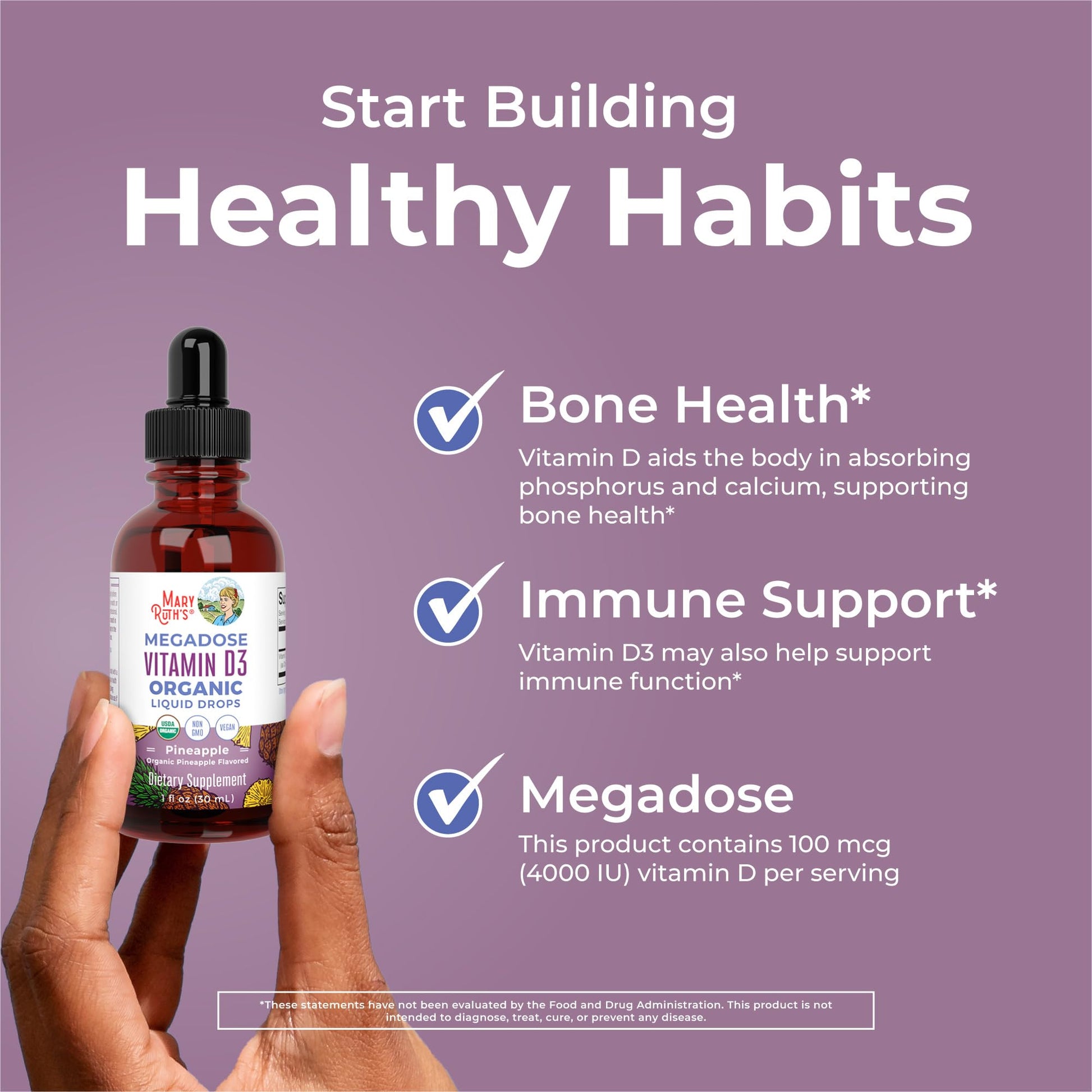 MaryRuth Organics Vitamin D3 Liquid Drops | Megadose 4000 IU | USDA Organic Liquid Vitamin D Spray for Adults & Kids | Immune Support & Bone Health | Vegan | Gluten Free | Non-GMO | 30 Servings MARYRUTH'S uk supplements