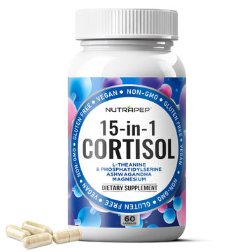 NutraPep Cortisol Detox Supplement Men Women - Reduce Lower Cortisol High Cortisol Reducer Blocker Control - Supports Stress Mood Rest Adrenal Calm Relax with Ashwagandha L-Theanine Magnesium NutraPep uk supplements
