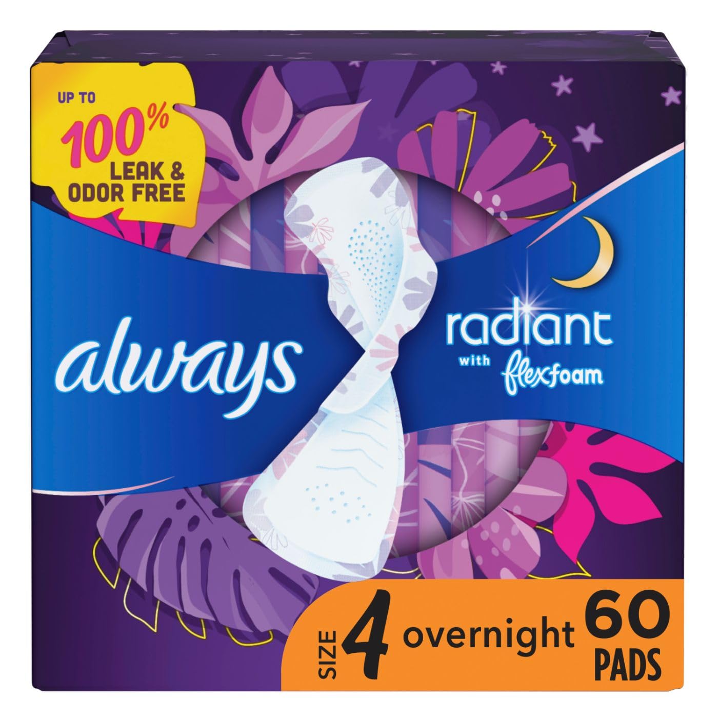 Always Radiant Feminine Pads for Women, Size 4 Overnight Pads Always uk supplements