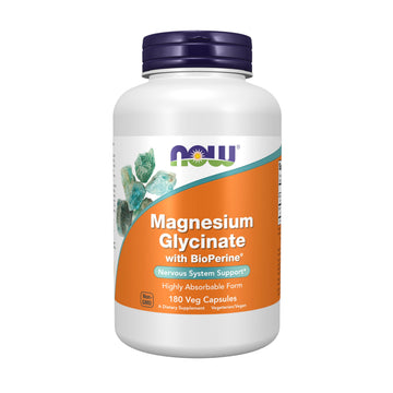 Now Supplements, Magnesium Glycinate with BioPerine, 180 Veg Capsules NOW Foods uk supplements