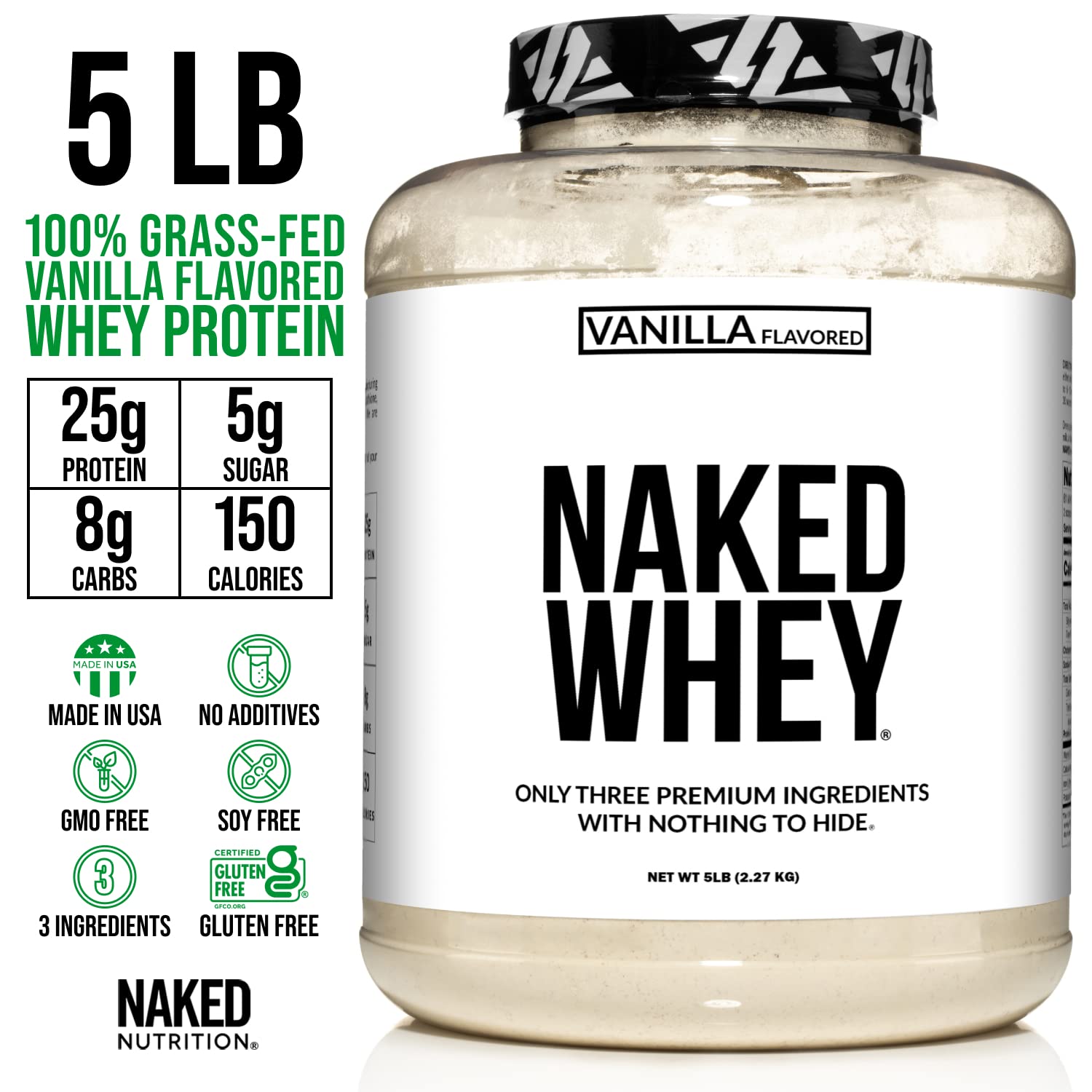 NAKED Nutrition Whey Vanilla Protein - All Natural Grass Fed Whey Protein Powder NAKED uk supplements