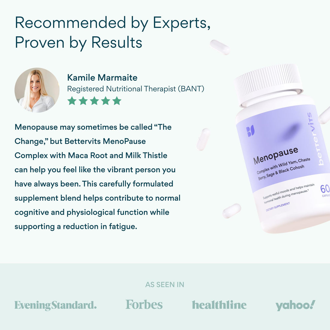 Bettervits Menopause Supplements for Women with Ashwagandha and Zinc | Hormone Balance Support with Vitamins D3 B6 B12 for Hot Flashes | Perimenopause Supplements for Monthly Wellness - 60 Capsules Bettervits uk supplements