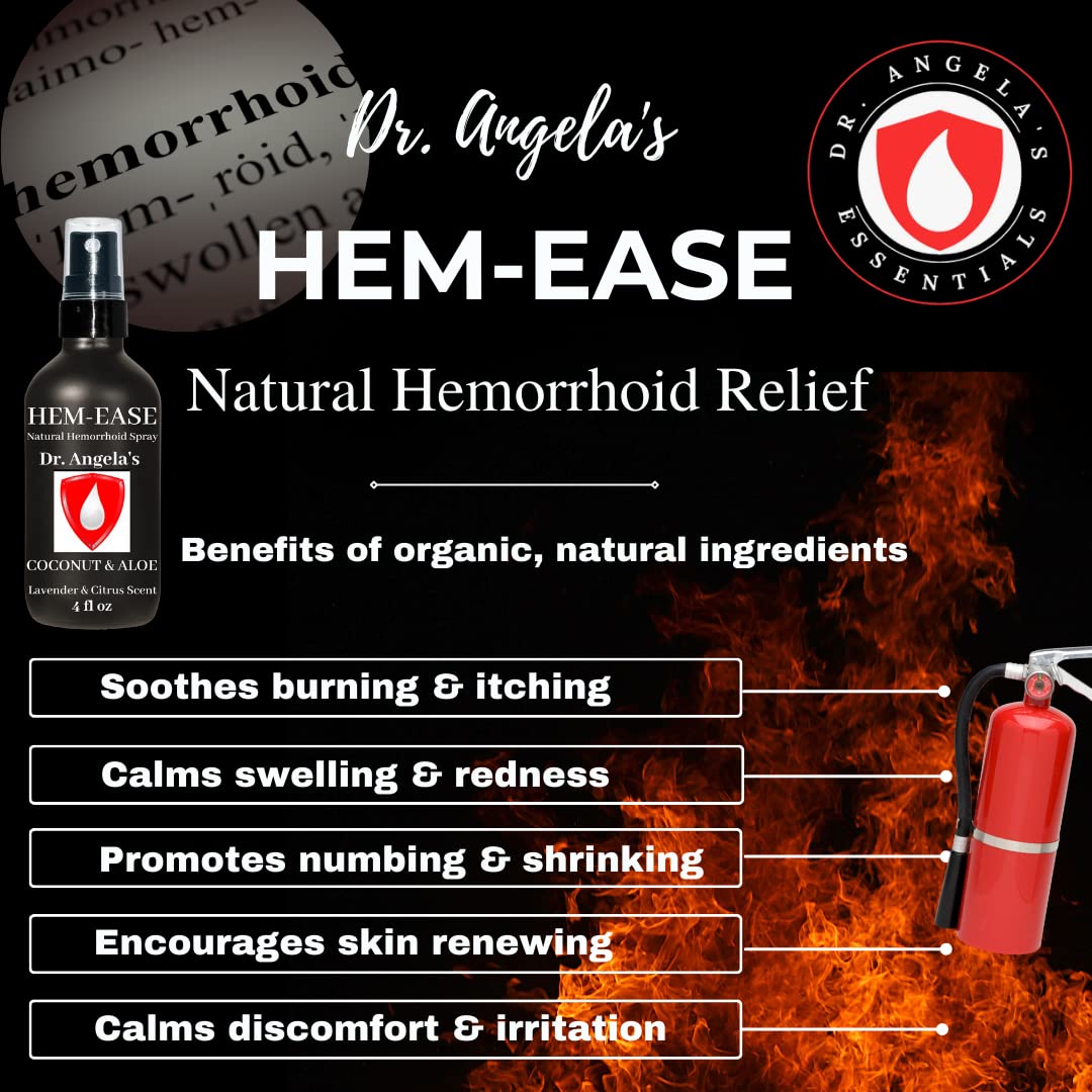 Dr. Angela's Hemorrhoid Treatment Spray | Organic Aloe Vera, Witch Hazel & Essential Oils Turmeric & Tea Tree | Natural Itching & Burning Relief Cream Doctor Angela Essential uk supplements
