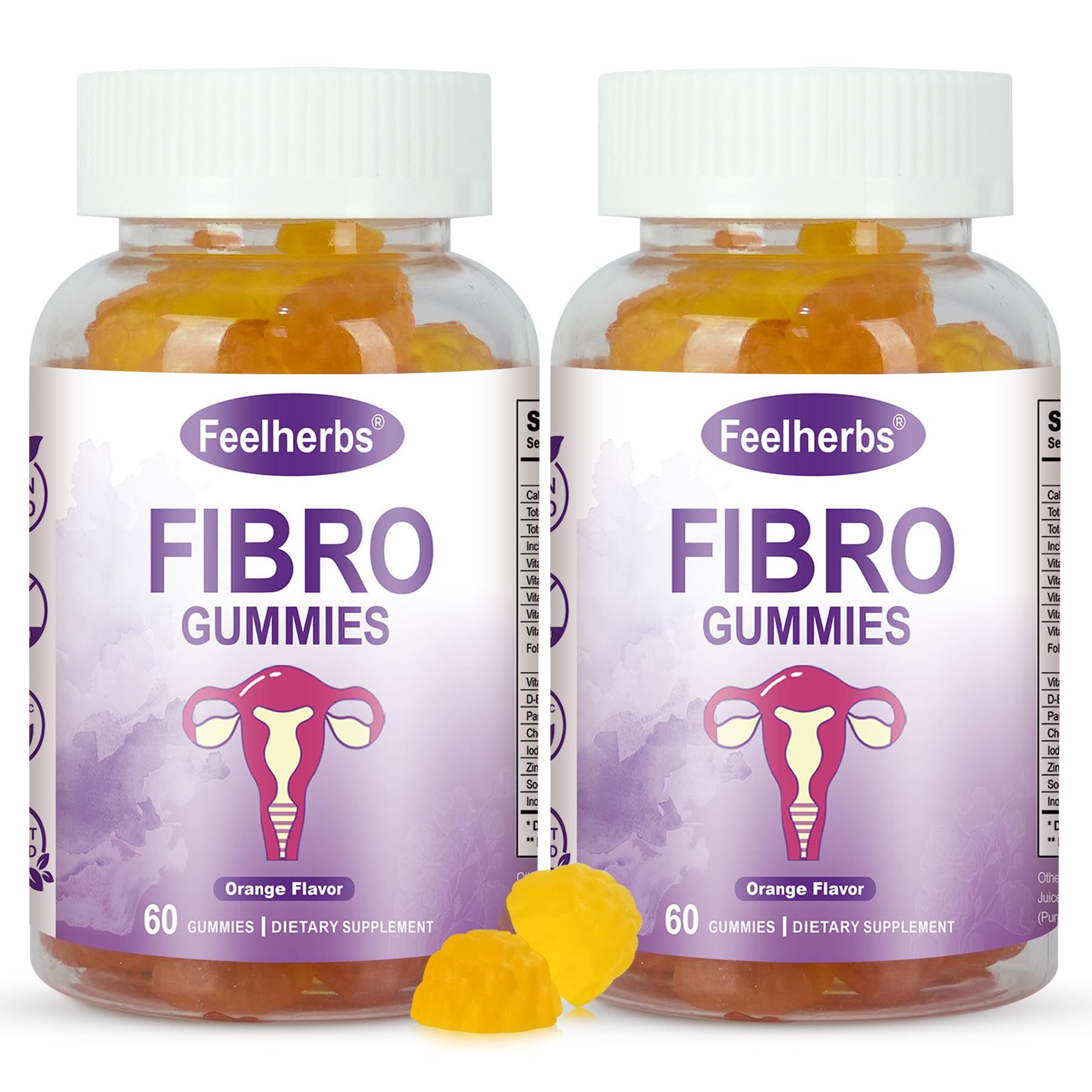 Feelherbs Fibro Gummies for Women, Pack of 2, Multivitamin Inositol Gummies with Inositol, Biotin, Vitamins A, C, D3, E, B6, B12, 60 Gummies Per Bottle Feelherbs uk supplements