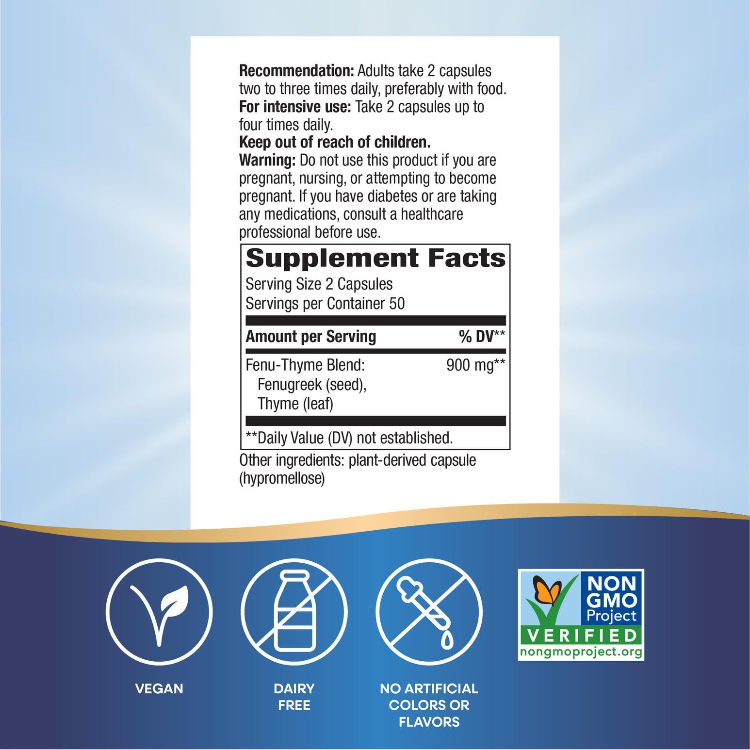 Nature's Way Fenu-Thyme - Traditional Digestive Support Blend* - 900 mg of Thyme & Fenugreek per 2-Capsule Serving - Non-GMO Project Verified & Dairy Free - 100 Vegan Capsules Nature's Way uk supplements