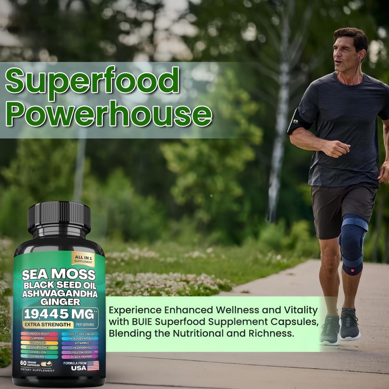 HealthyFinds Sea Moss Black Seed Oil Ashwagandha Ginger Capsules with Turmeric Bladderwrack Burdock & Vitamin C Vitamin D3 with Elderberry Manuka Dandelion Yellow Dock Iodine Chlorophyll ACV HealthyFinds uk supplements