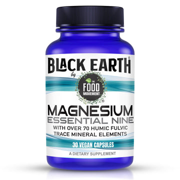 The Food Movement Co. Black Earth Magnesium Essential Nine - Vegan Capsules with Magnesium Glycinate, Citrate, Malate and More - 9 Bioactive Forms for Optimal Health (30 Count) THE FOOD MOVEMENT CO. uk supplements