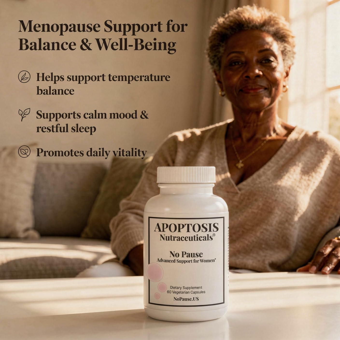 Apoptosis Menopause Supplement for Women – Supports Hot Flash Relief, Mood Balance, Energy & Vitality – with L-Arginine – 60 Capsules – Made in USA Apoptosis Nutraceuticals uk supplements