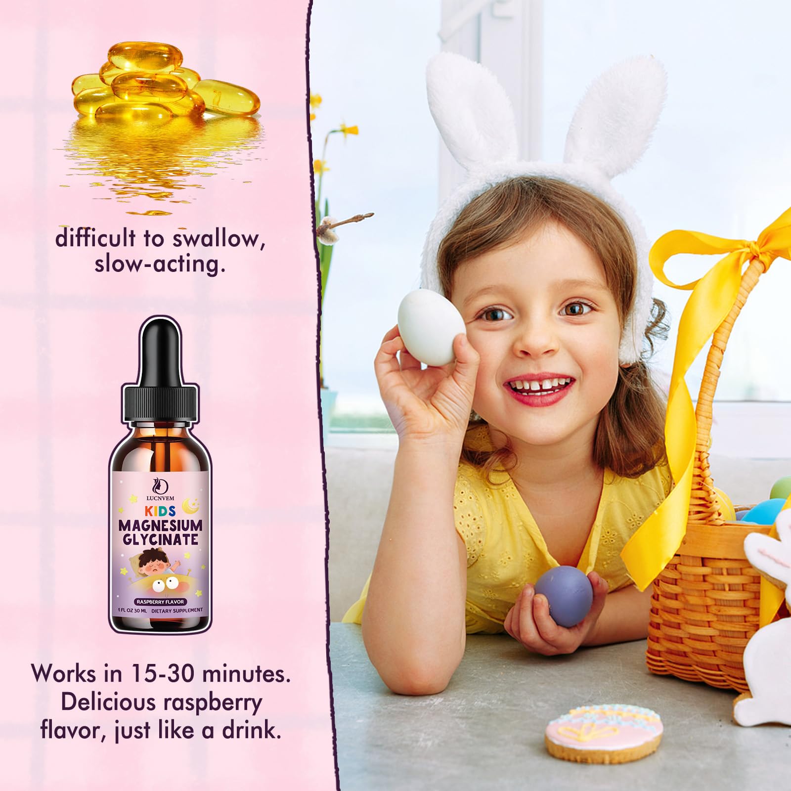 Kids Magnesium Glycinate Sleep Liquid Drops – Sleep & Calm Support with L-Theanine – Melatonin-Free, Sugar-Free Vegan Raspberry Supplement – 2 Bottles, 30ml Each LUCNVEM uk supplements