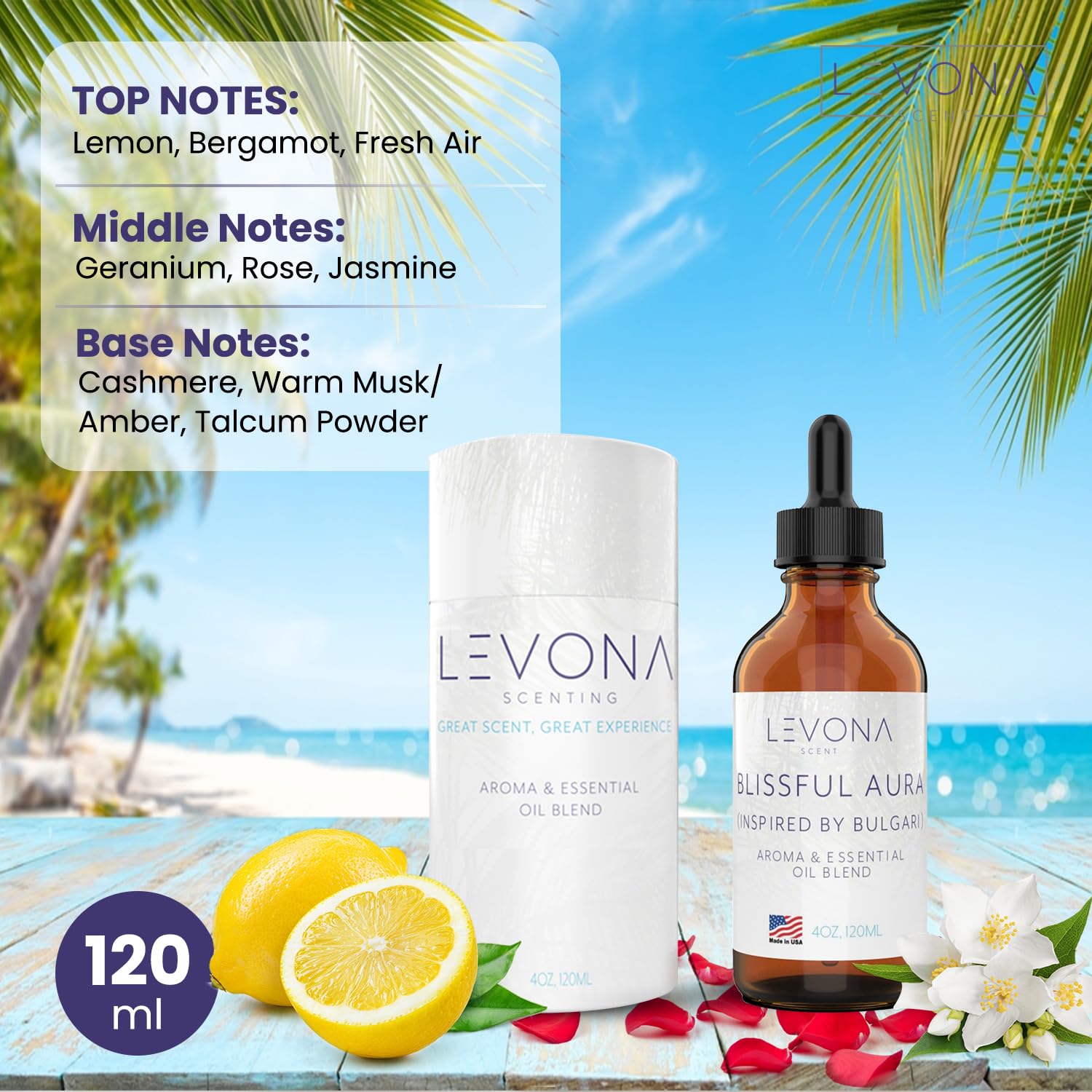 Levona Scent Essential Oils for Diffuser: Blissful Aura Inspired by Bulgari with Notes of Amber LEVONA SCENT uk supplements
