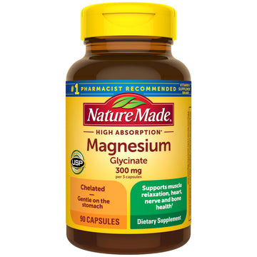 Nature Made High Absorption Magnesium Glycinate 300mg per 3 Capsules, Magnesium Supplement for Muscle, Heart, Nerve and Bone Support, 90 Magnesium Bisglycinate Capsules, 30 Day Supply Nature Made uk supplements