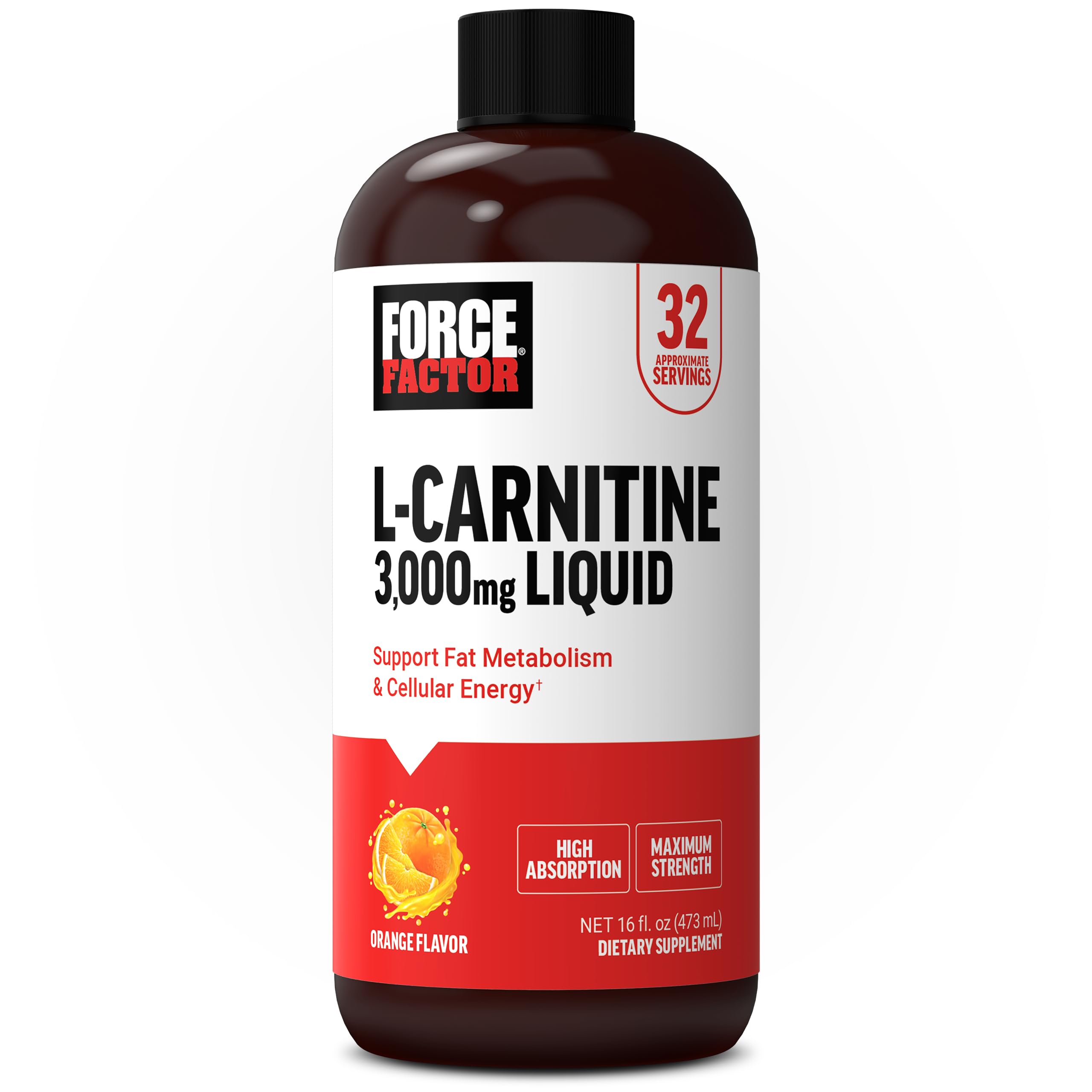 Force Factor L-Carnitine Liquid 3000mg, Maximum Strength Supplement to Support Fat Metabolism, Cellular Energy & Muscle Recovery, High Absorbing Force Factor uk supplements