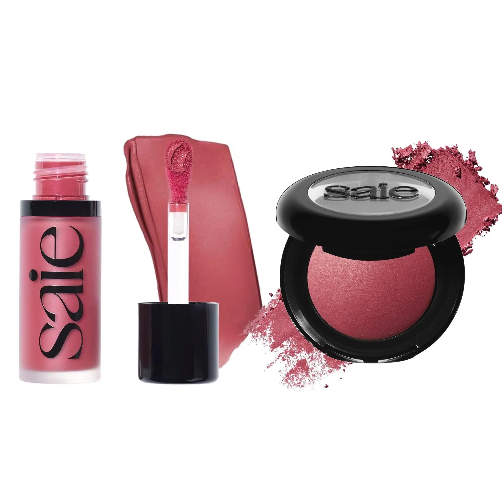 Saie Cheek Flush Duo - Dew Liquid Blush (.40 oz, Dreamy), SuperSuede Baked Powder Blush (.01 oz, Grazie) - Layerable, Skin-Nourishing Blushes for a Seamless Radiant Finish Saie uk supplements