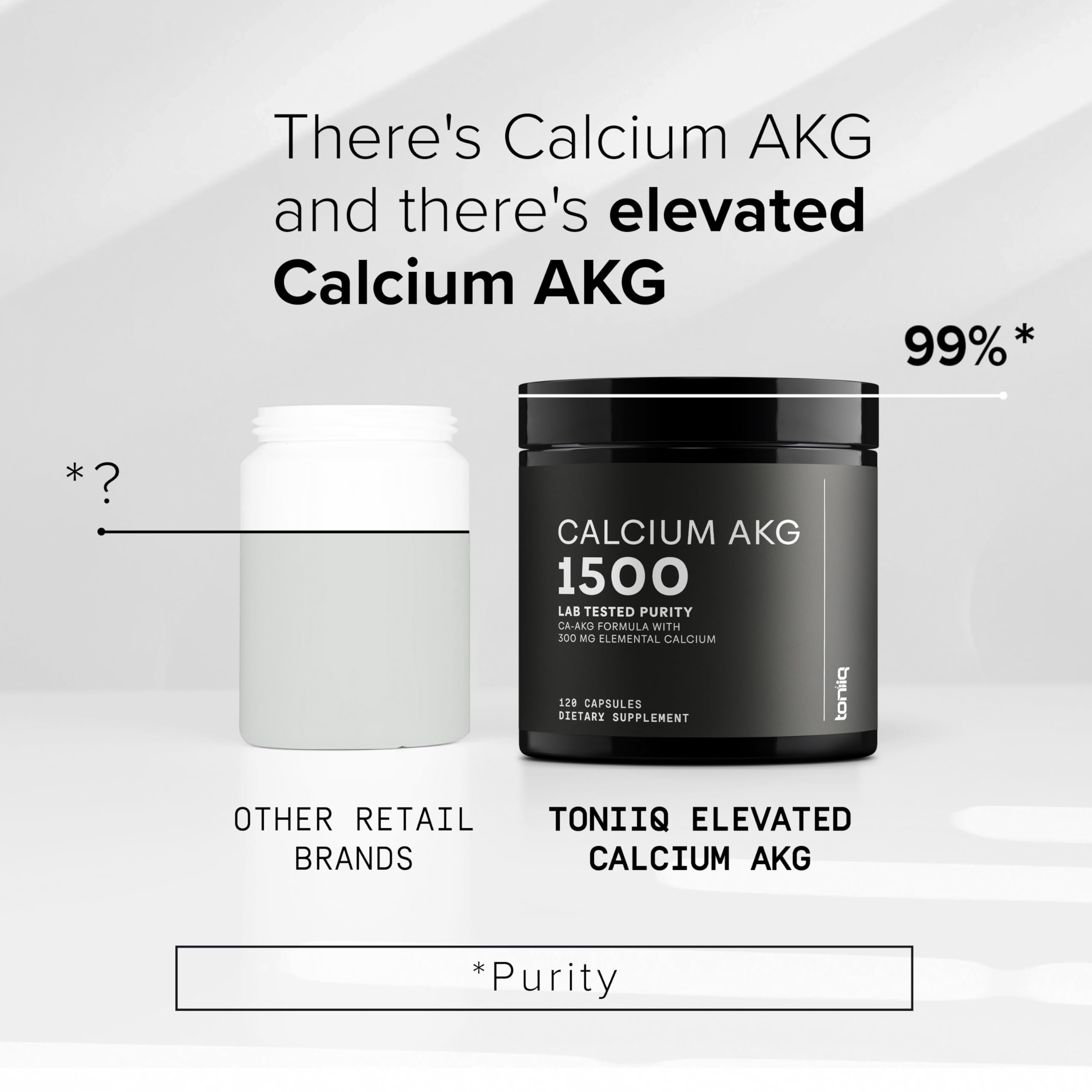 Toniiq 1500mg Ultra High Purity Ca AKG Supplement - 99%+ Highly Purified and Bioavailable Calcium Alpha-Ketoglutarate - Calcium AKG Longevity Supplement - 120 Ca-AKG Vegetarian Capsules Toniiq uk supplements