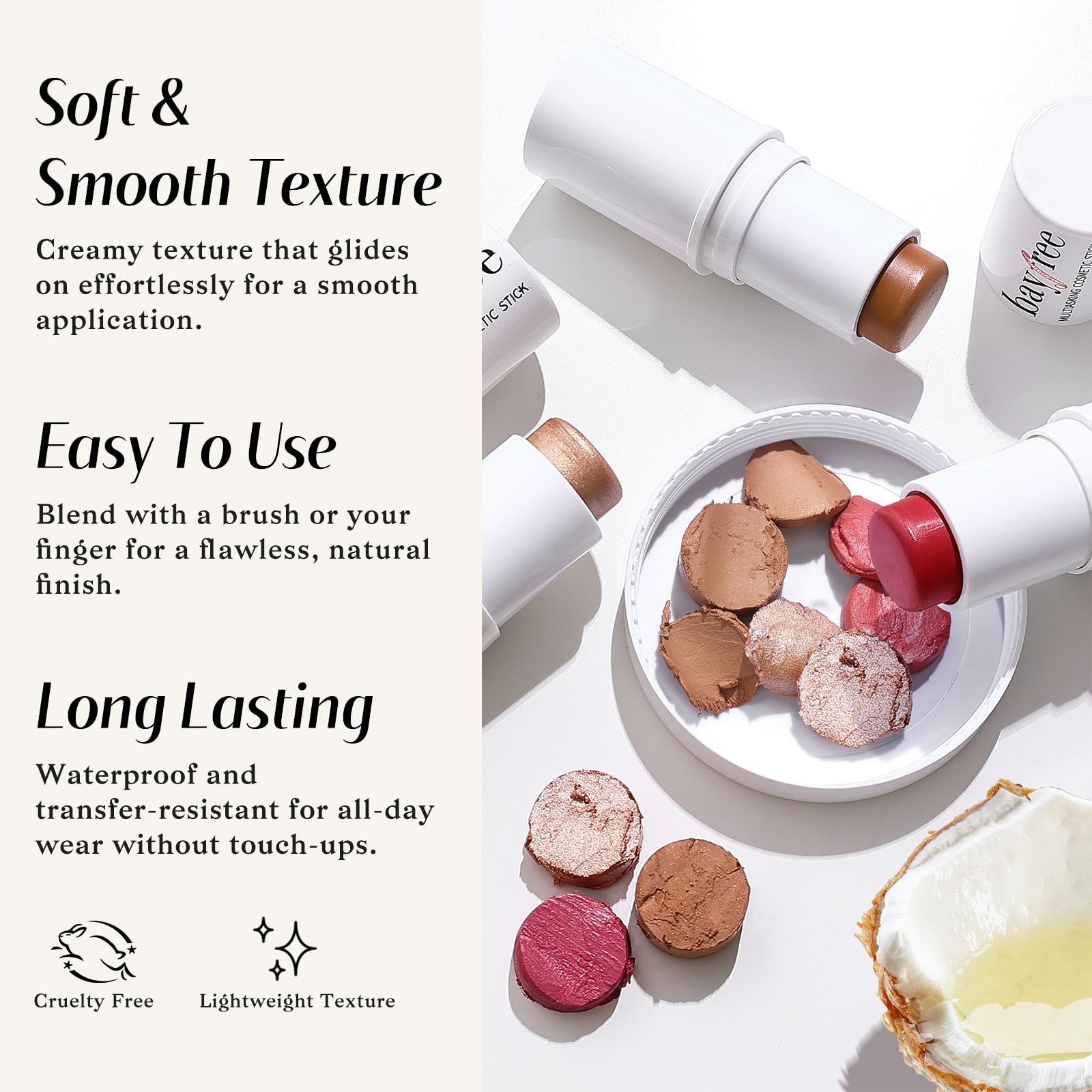 KIMUSE Face Sticks Trio, Cream Blush Stick & Highlighter Stick & Contour Stick for Sculpt the Cheeks, Long Lasting Cream Contour Stick Trio for Face Makeup, with Brush KIMUSE uk supplements
