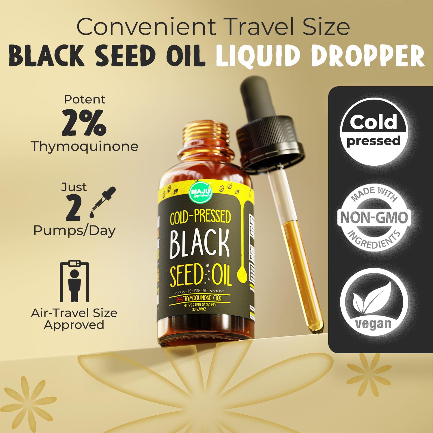 MAJU Black Seed Oil - 3 Times TQ, Cold-Pressed, Travel Size, 100% Turkish Black Cumin Maju Superfoods uk supplements