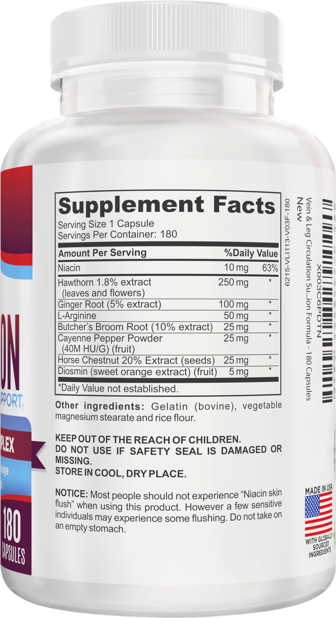 Vein & Leg Circulation (2-Month) Support Supplement with 8 Active Ingredients in 1 Formula | Leg + Vein | Blood Circulation Support Supplements | 60-Day Bulk Supply | 180 Capsules Elevate Recovery Supplements uk supplements