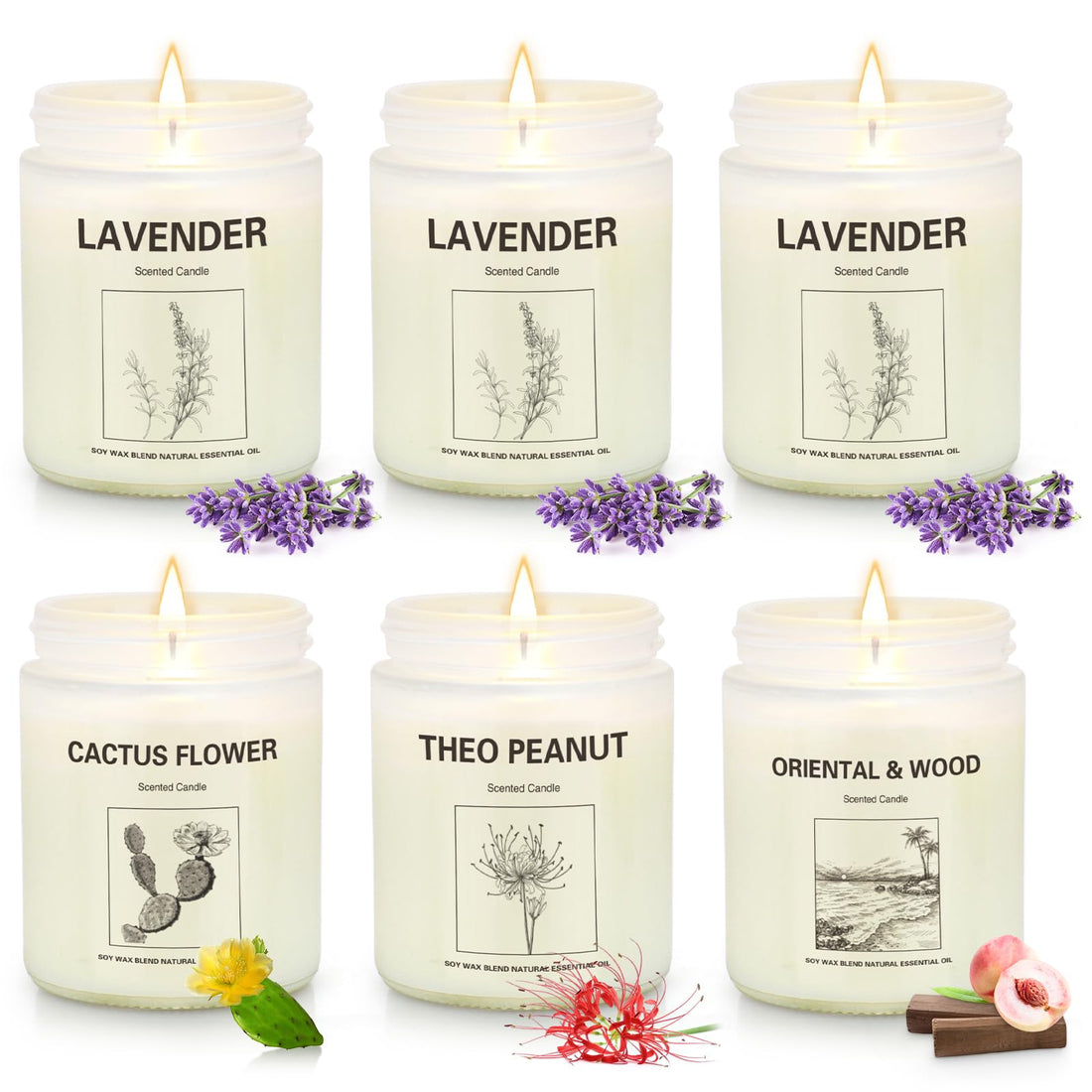 6 Pack Scented Candles, Aromatherapy Candles Gifts Set for Women, 42.6 oz 300 Hour Long Lasting YINUO LIGHT uk supplements