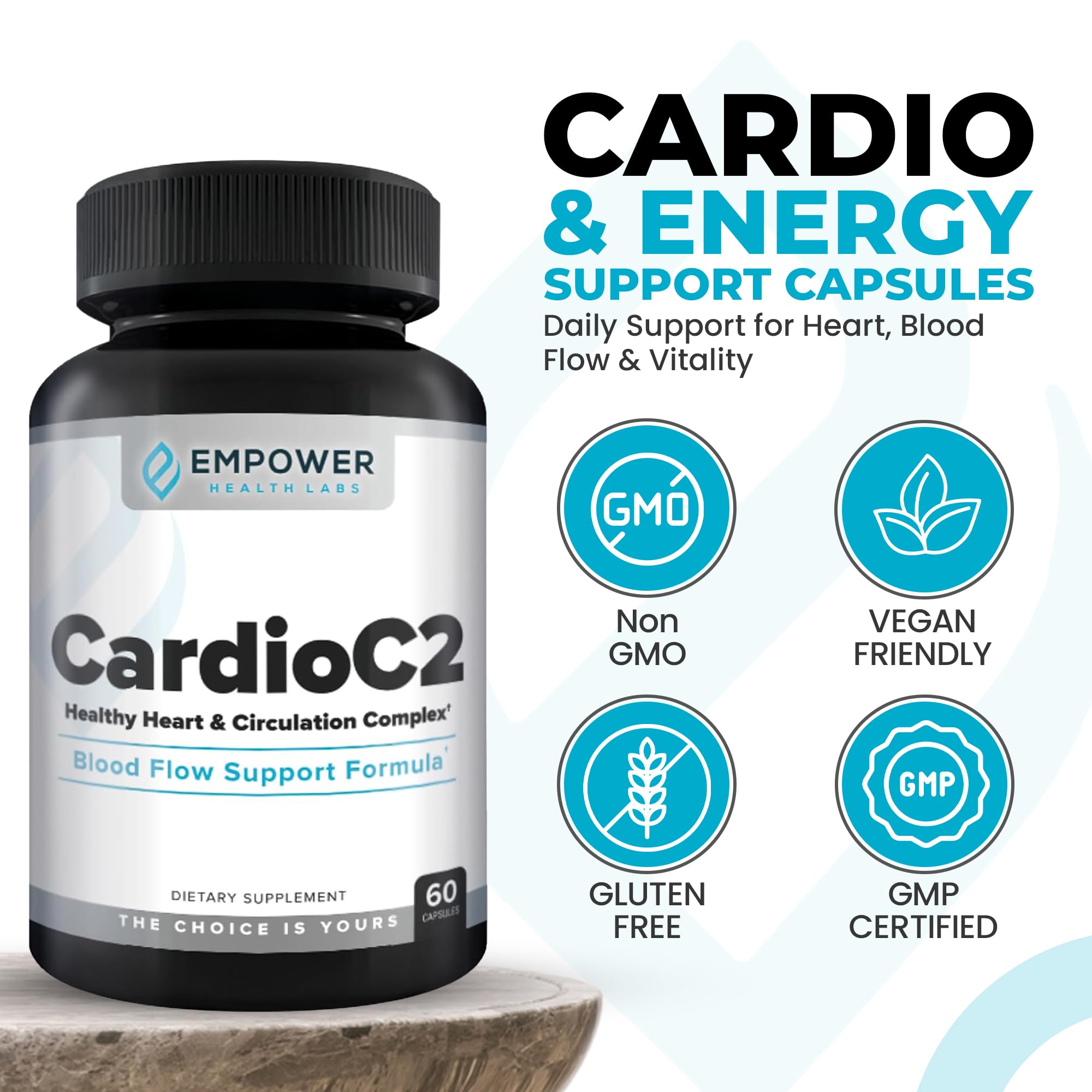 Empower Health Labs CardioC2 Circulation & Energy Support – Doctor-Formulated Blend with Beet Root, Black Garlic, Hawthorn & CoQ10 – Supports Healthy Blood Flow, Energy & Clarity – 60 Capsules Empower Health Labs uk supplements