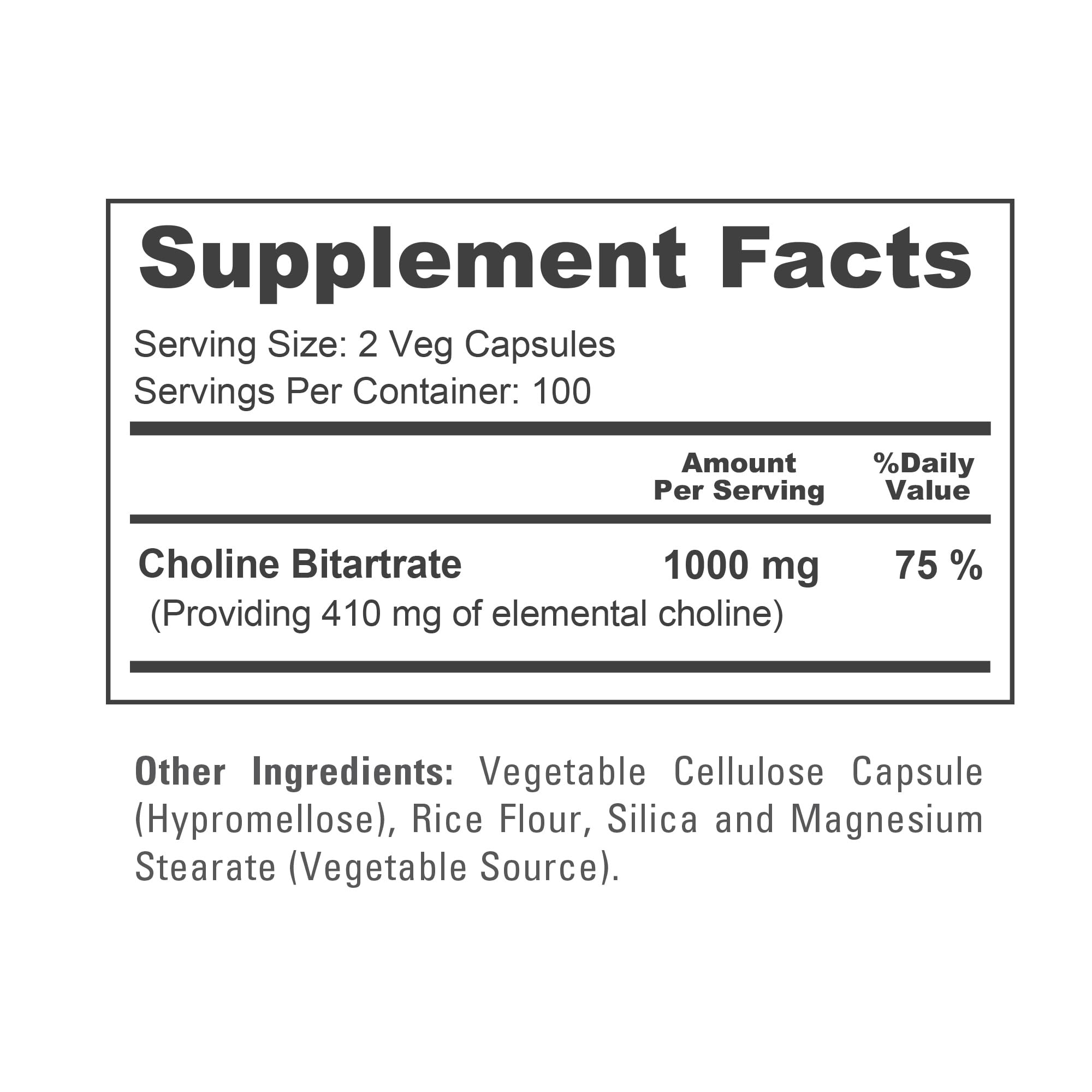 NusaPure Choline Bitartrate - Suitable for Vegetarian/Vegan, Non - GMO - 1000 mg 200 Capsules NusaPure uk supplements